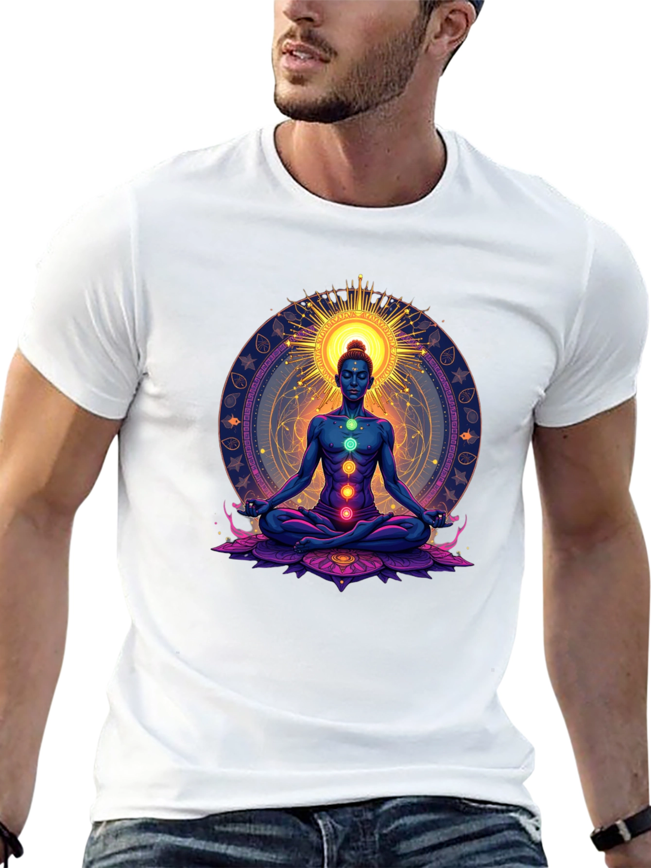 Chakra Meditation Graphic Tee - Spiritual Zen T-Shirt