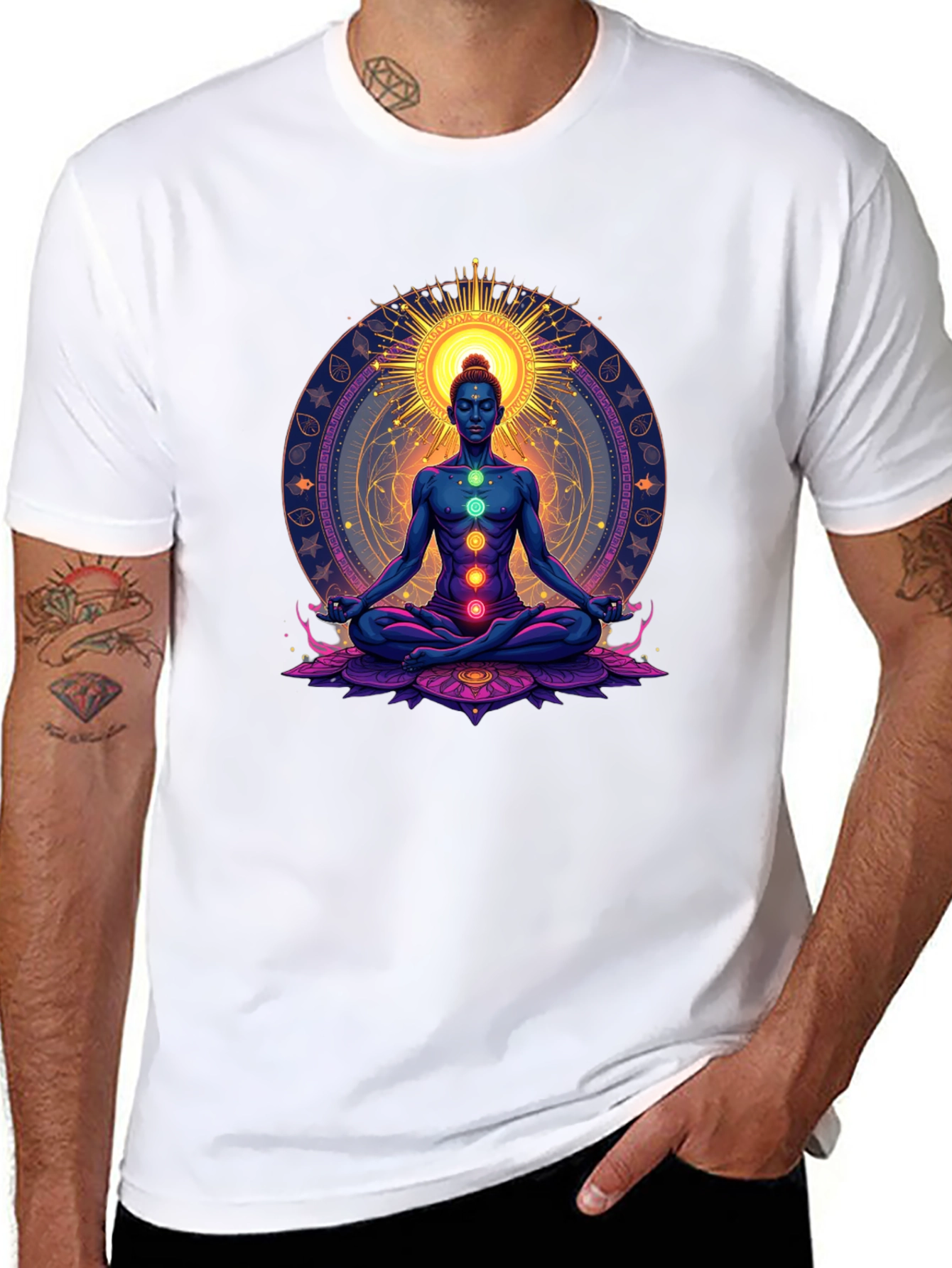 Chakra Meditation Graphic Tee - Spiritual Zen T-Shirt