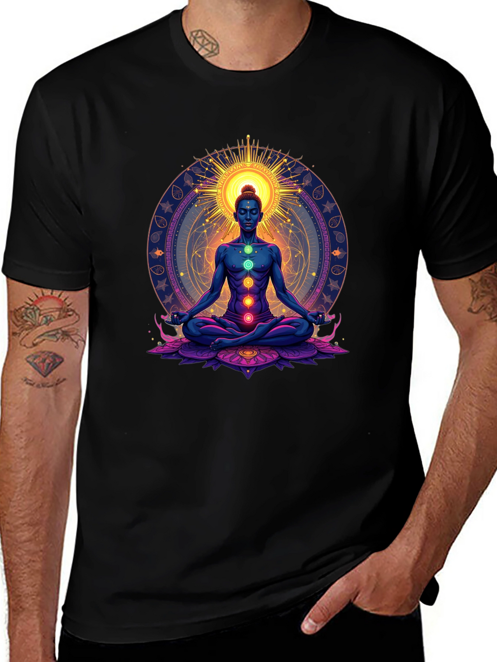 Chakra Meditation Graphic Tee - Spiritual Zen T-Shirt