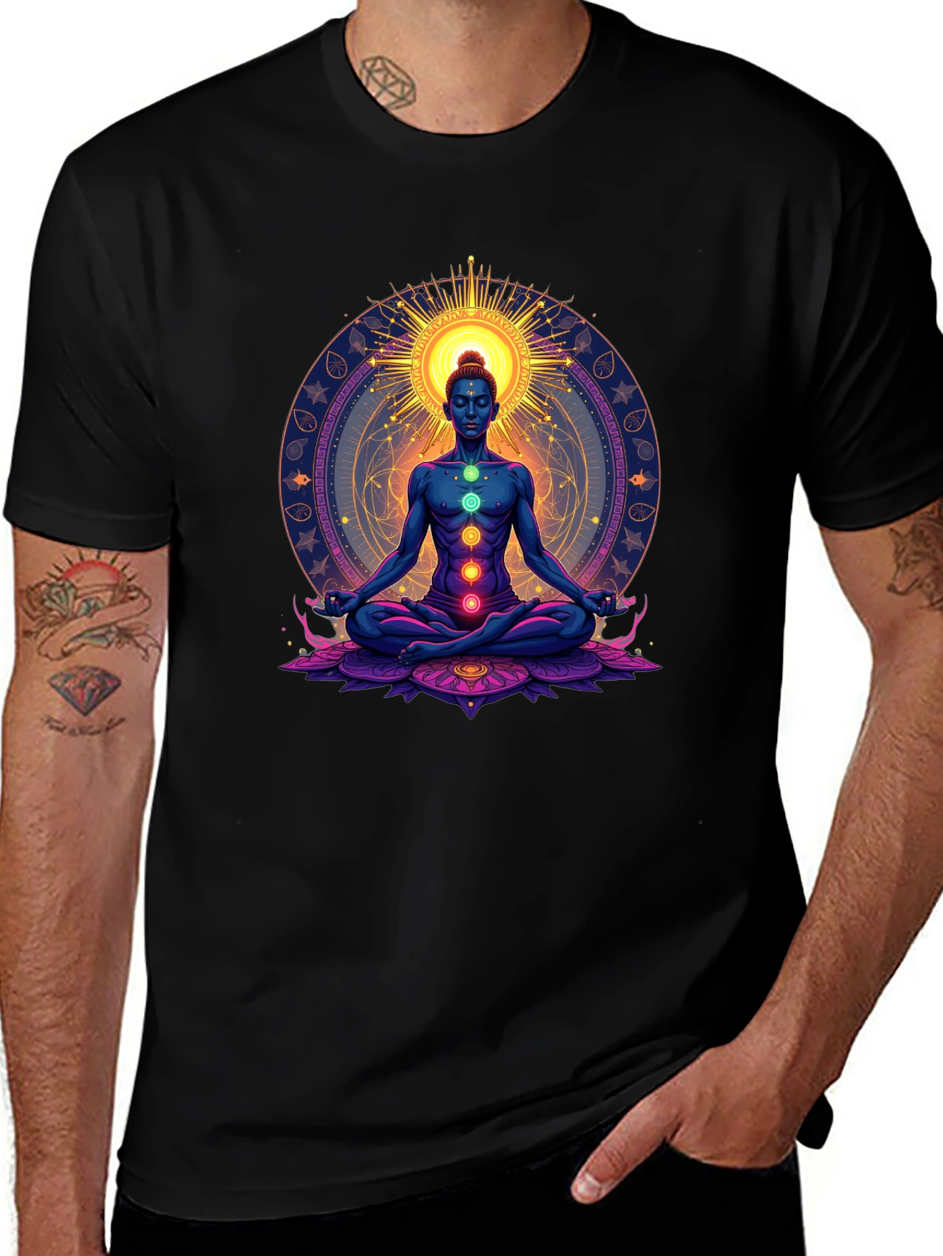 Chakra Meditation Graphic Tee - Spiritual Zen T-Shirt