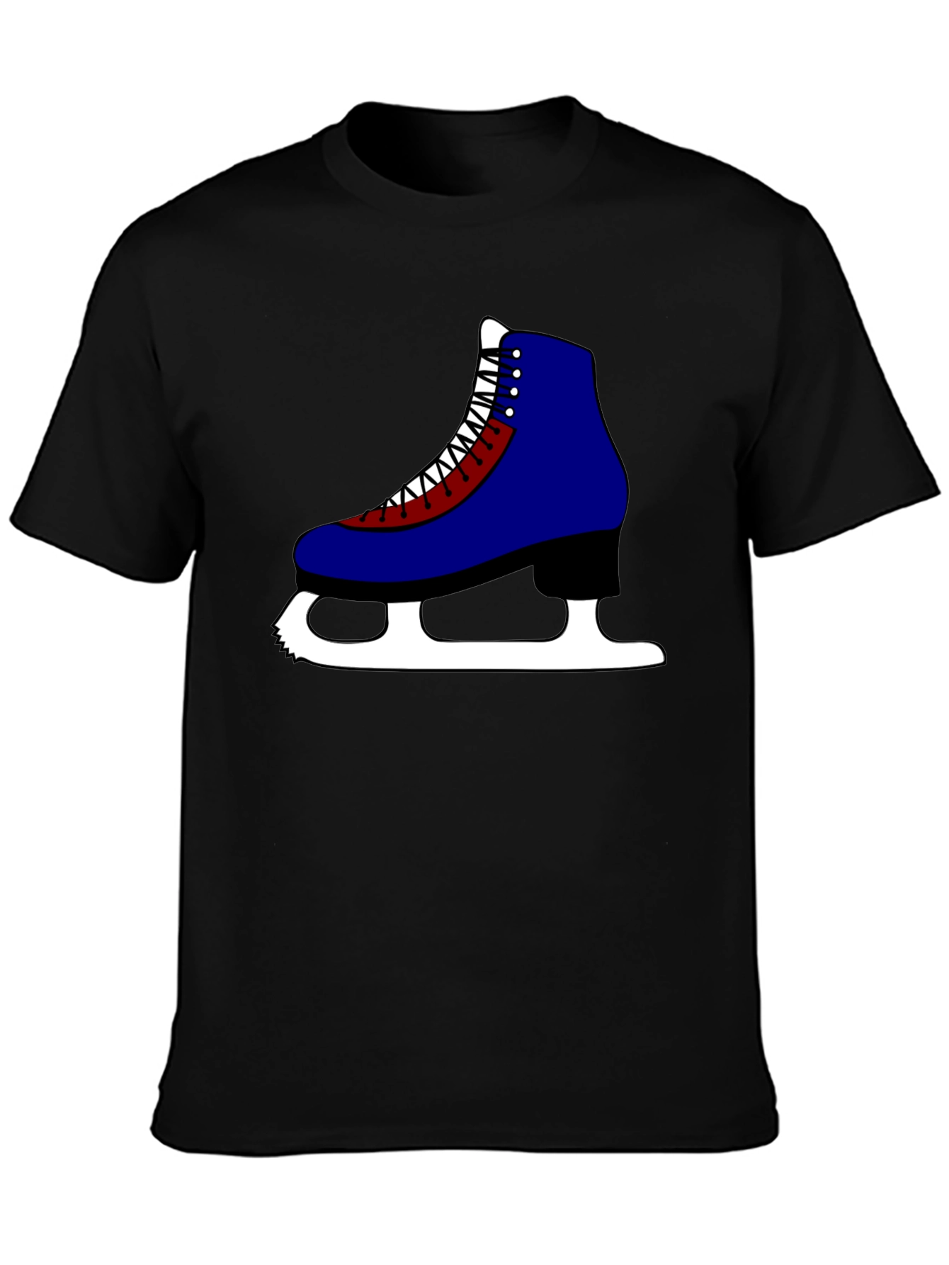 Ice Skate Graphic Tee - Black Short Sleeve Casual Shirt