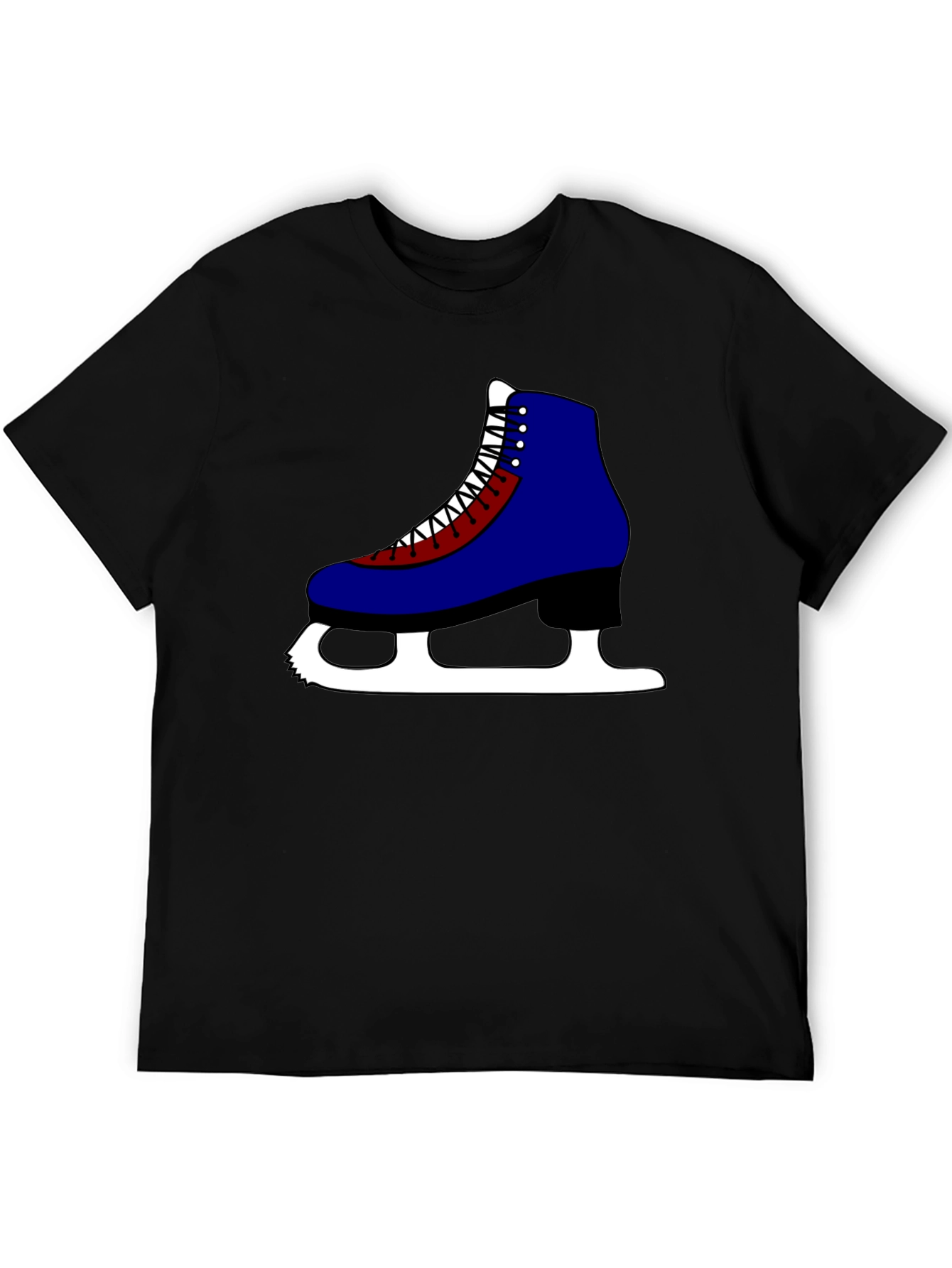 Ice Skate Graphic Tee - Black Short Sleeve Casual Shirt