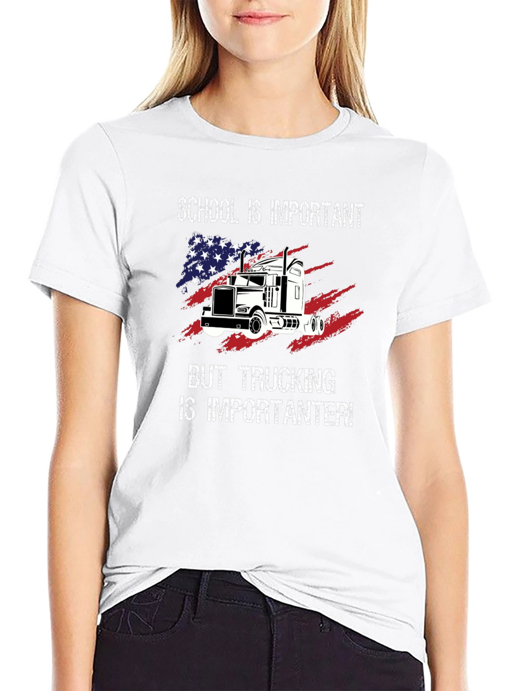 Trucker T-Shirt: School vs. Trucking Humor Tee