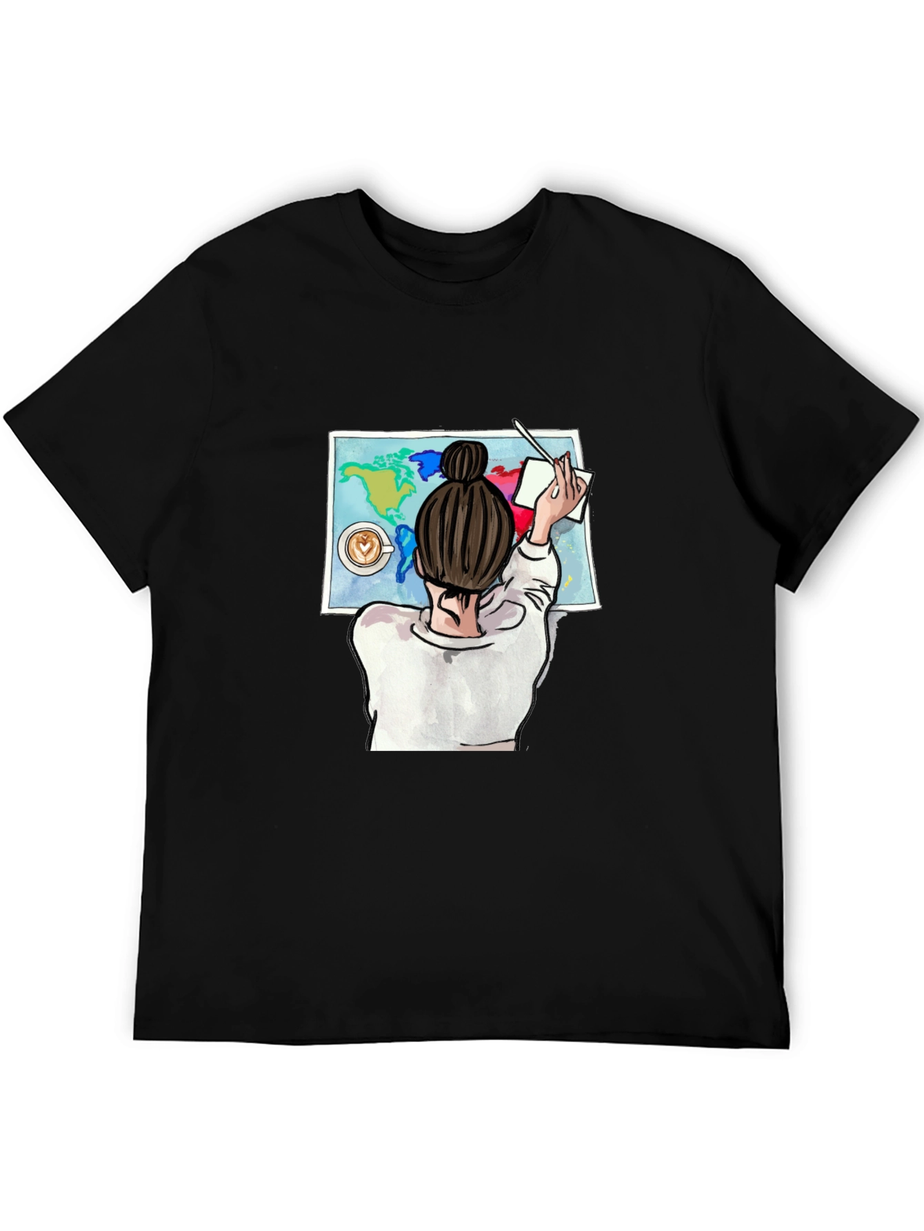 World Map Coffee Graphic Tee - Stylish Travel Shirt