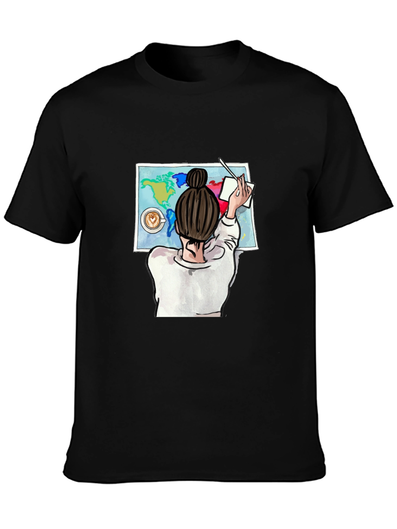 World Map Coffee Graphic Tee - Stylish Travel Shirt