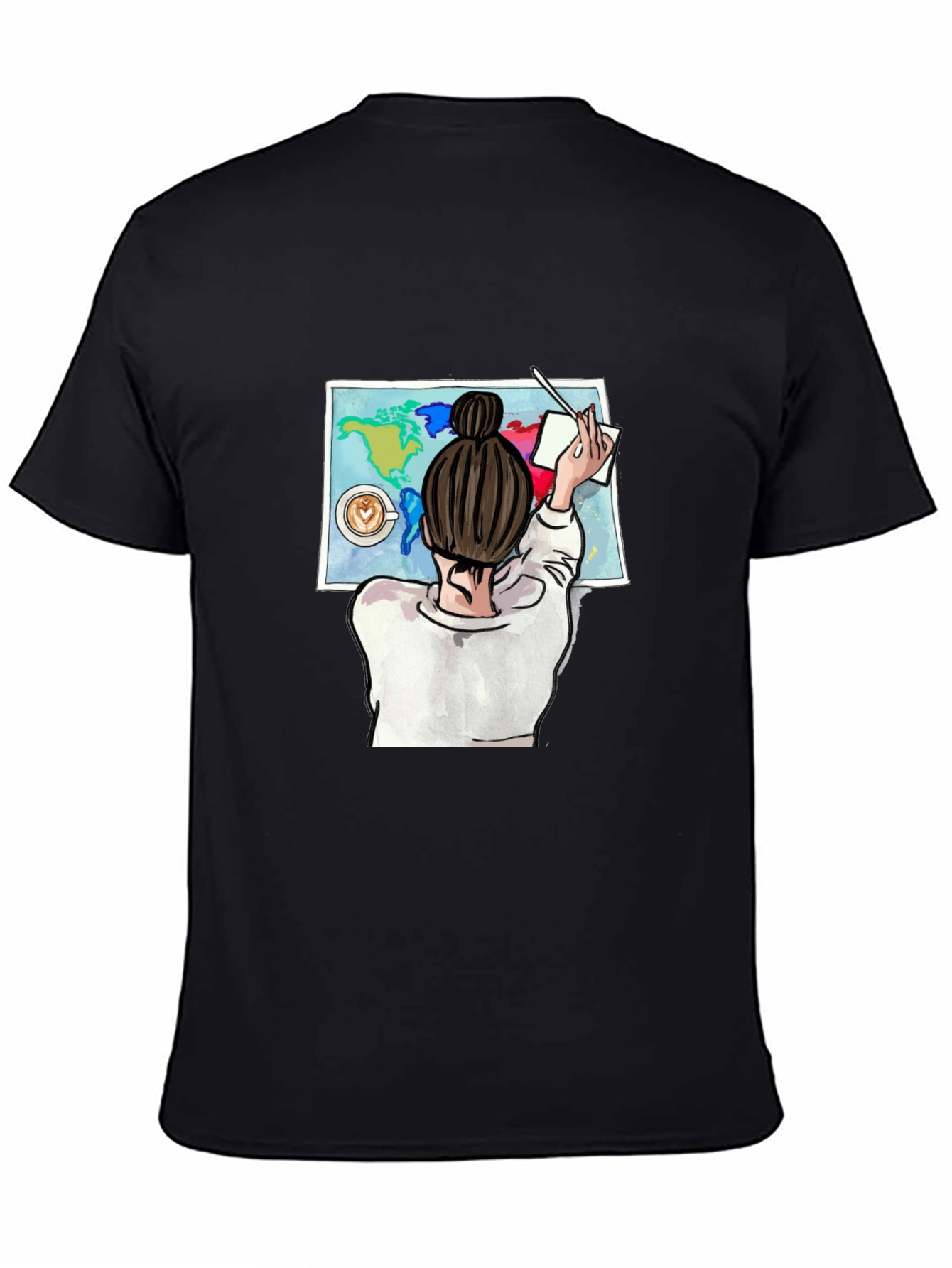 World Map Coffee Graphic Tee - Stylish Travel Shirt