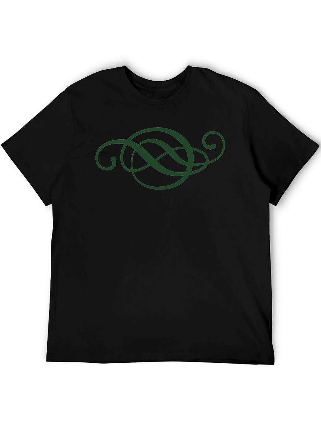Elegant Green Swirl Design Black T-Shirt