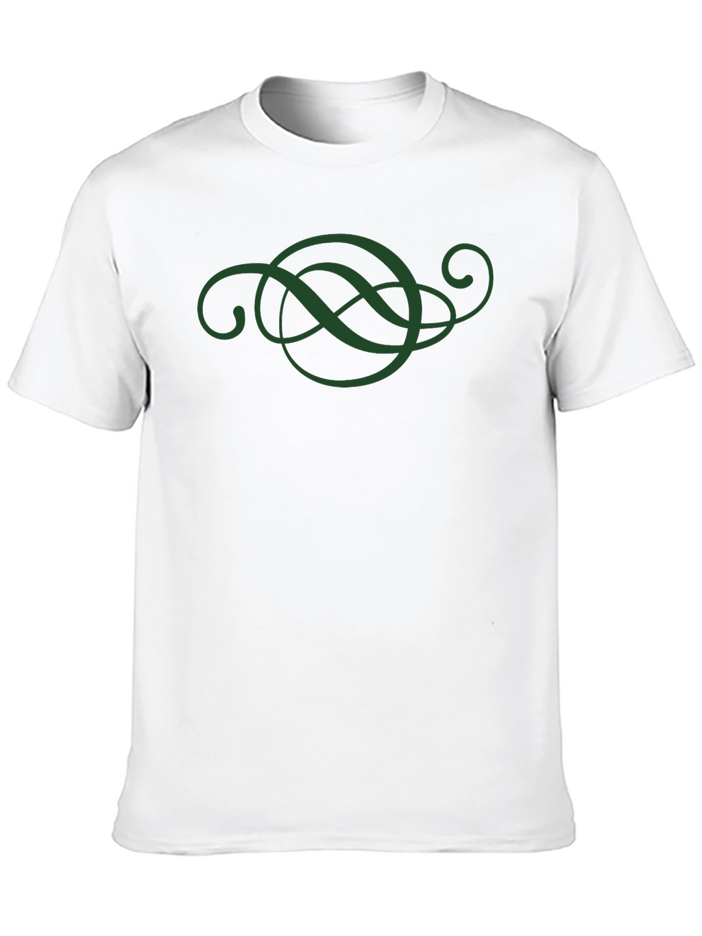 Elegant Green Swirl Design Black T-Shirt