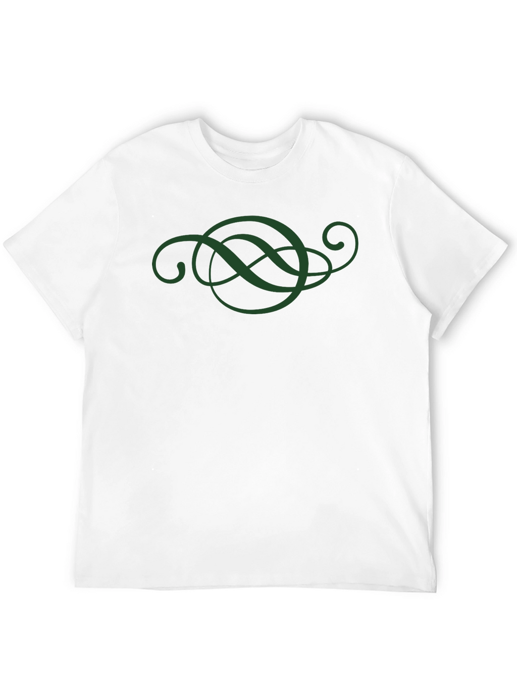 Elegant Green Swirl Design Black T-Shirt
