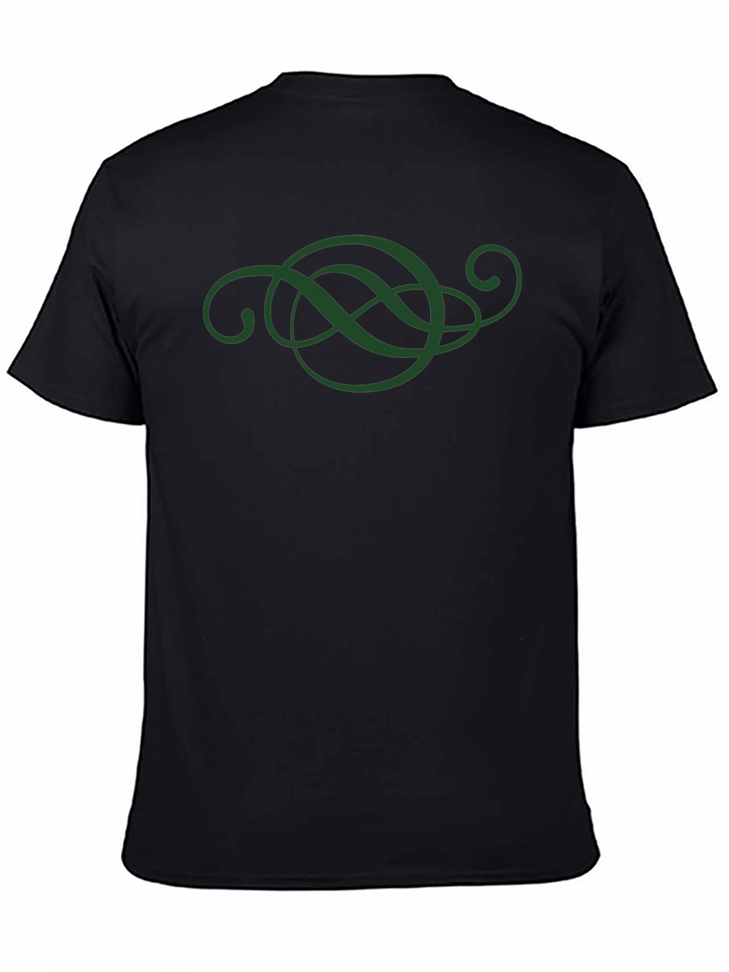 Elegant Green Swirl Design Black T-Shirt