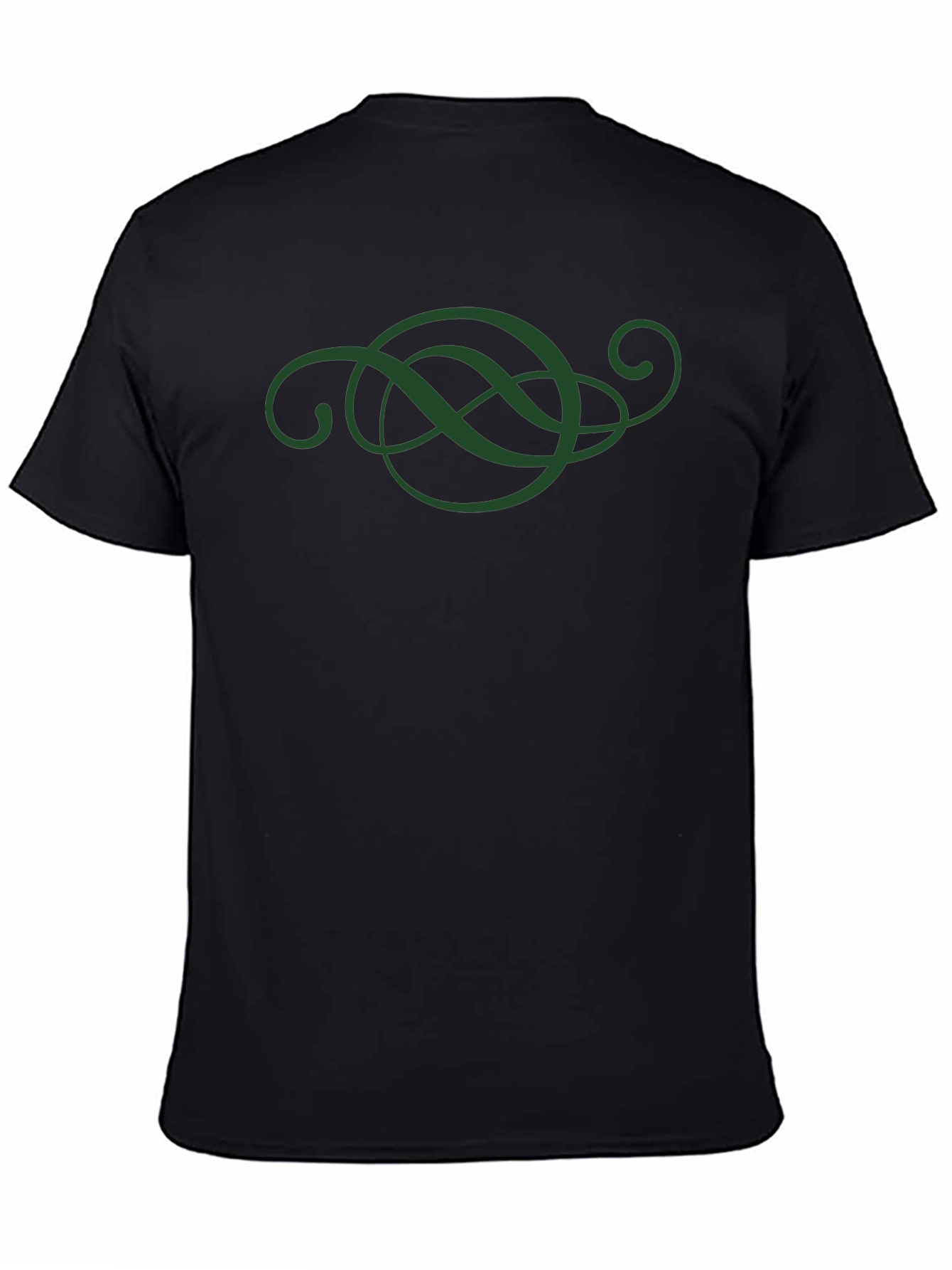 Elegant Green Swirl Design Black T-Shirt