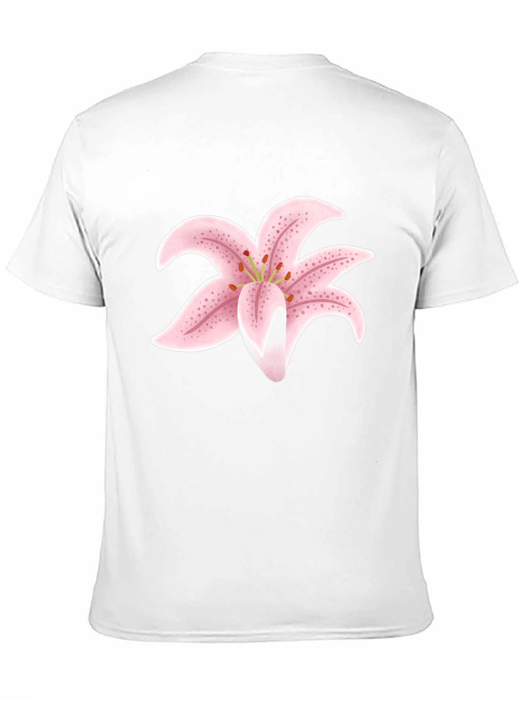 Black T-Shirt with Pink Lily Flower Design