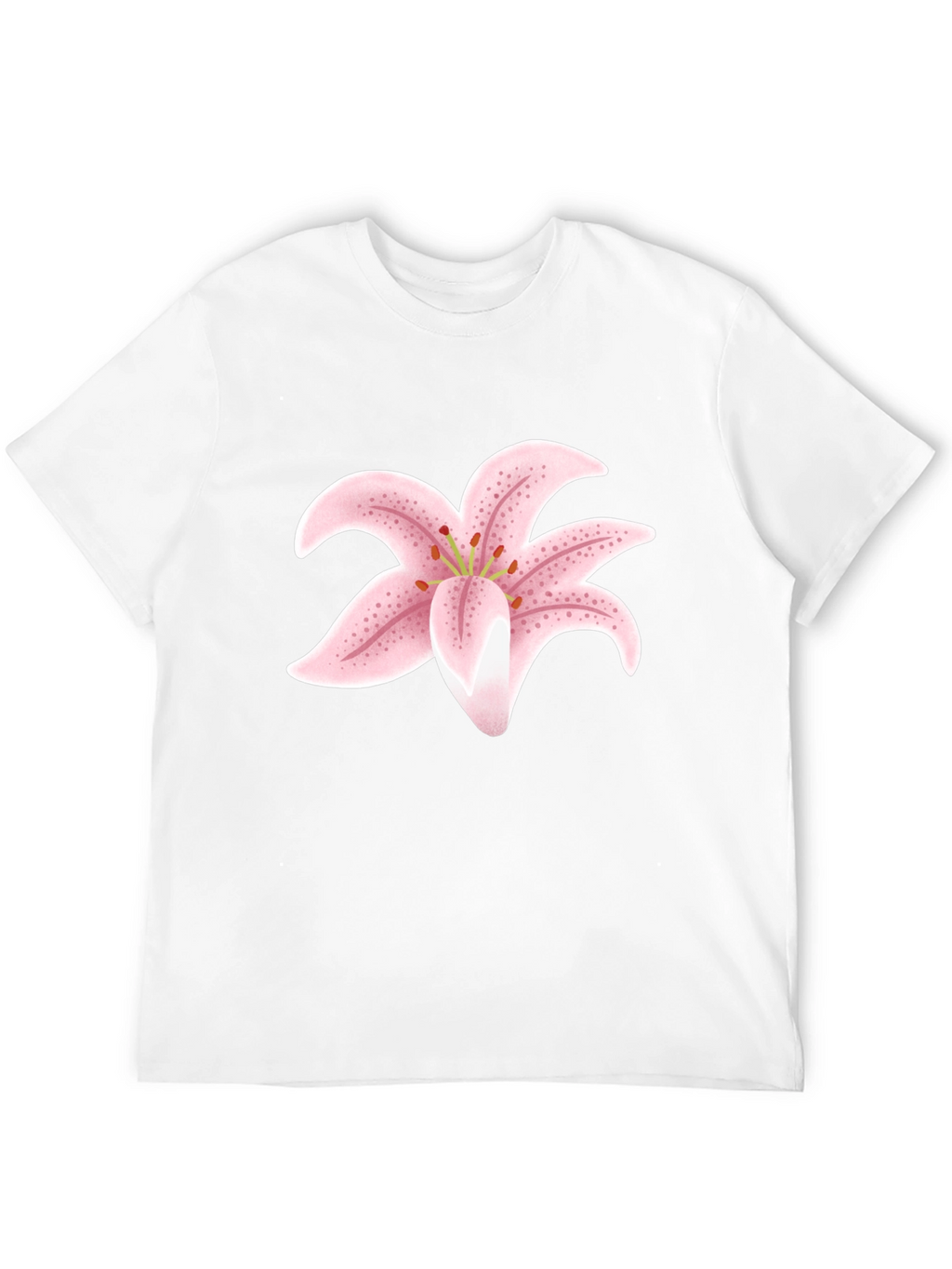 Black T-Shirt with Pink Lily Flower Design