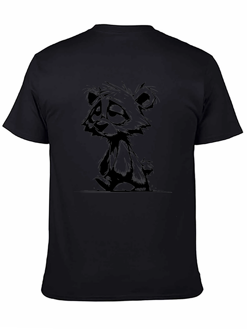 Sad Bear Graphic Black T-Shirt