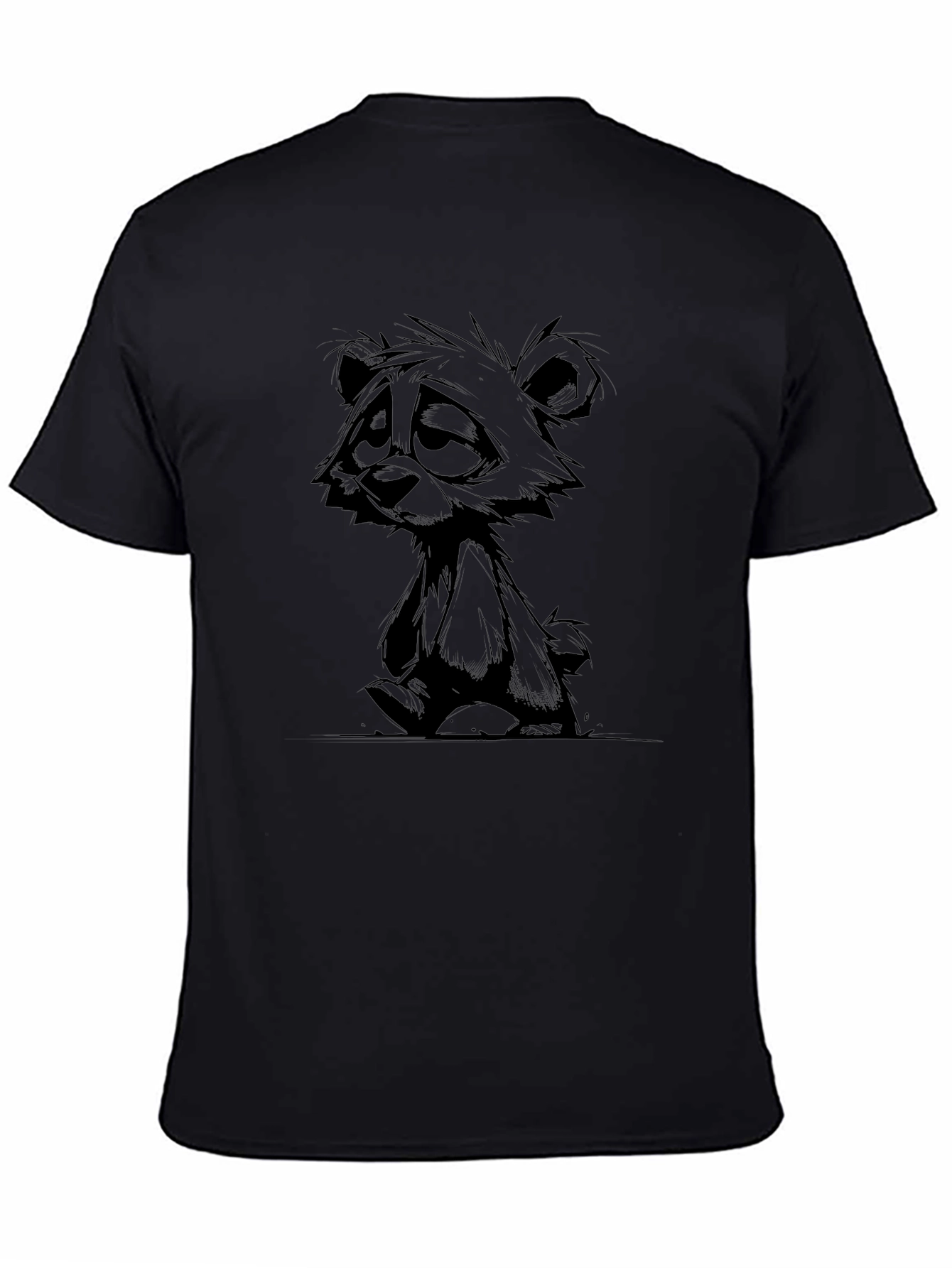 Sad Bear Graphic Black T-Shirt