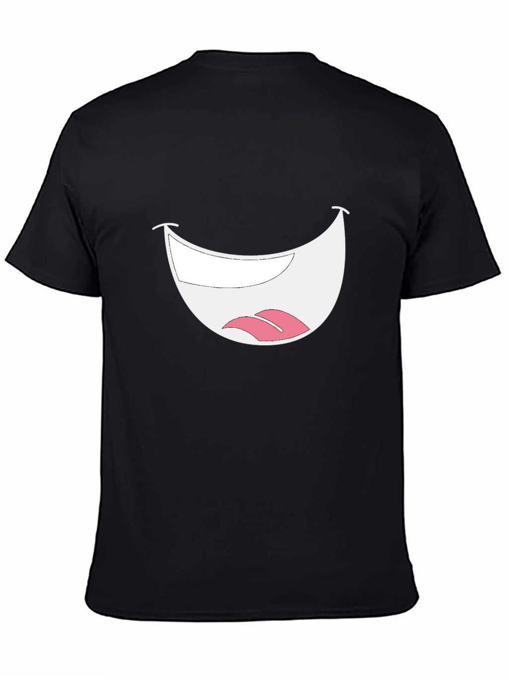 Smiley Mouth Graphic Tee - Black Cotton T-Shirt