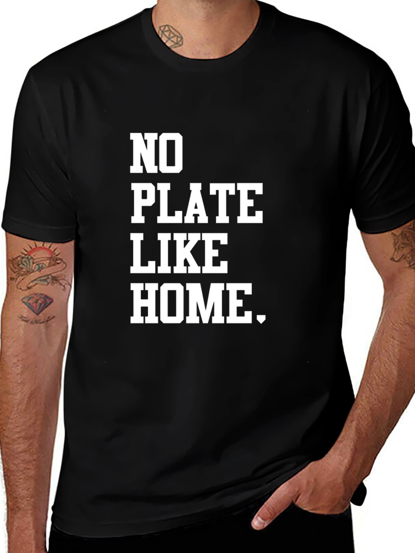 No Plate Like Home Graphic Tee - Black Cotton T-Shirt