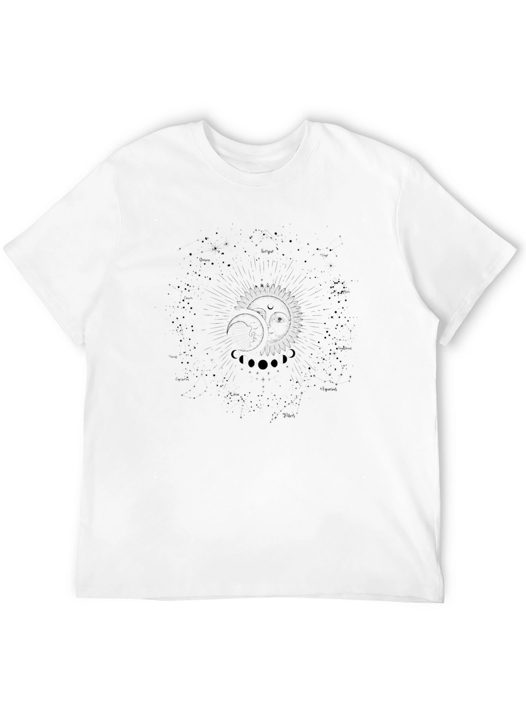 Celestial Sun & Moon Graphic Tee - Black