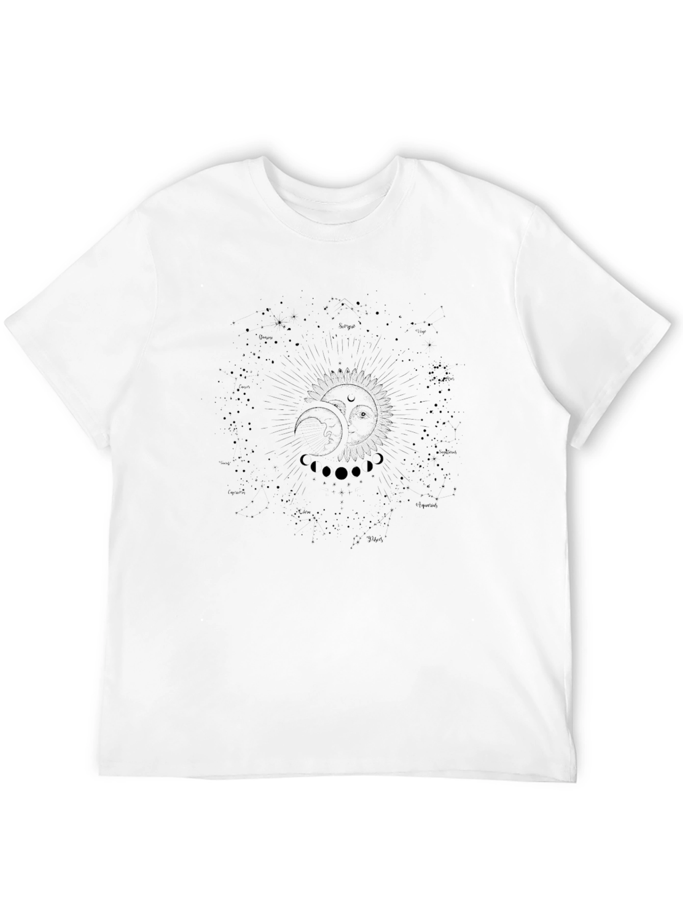 Celestial Sun & Moon Graphic Tee - Black