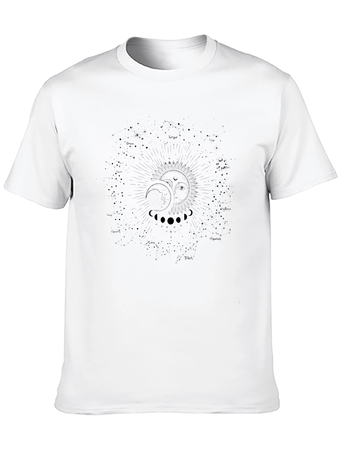 Celestial Sun & Moon Graphic Tee - Black