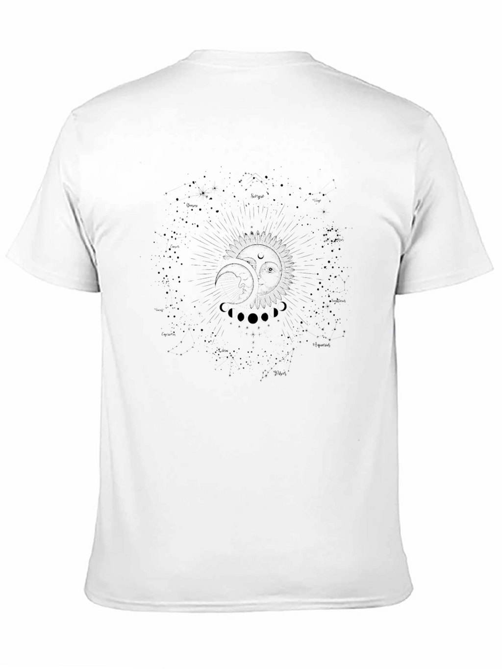 Celestial Sun & Moon Graphic Tee - Black