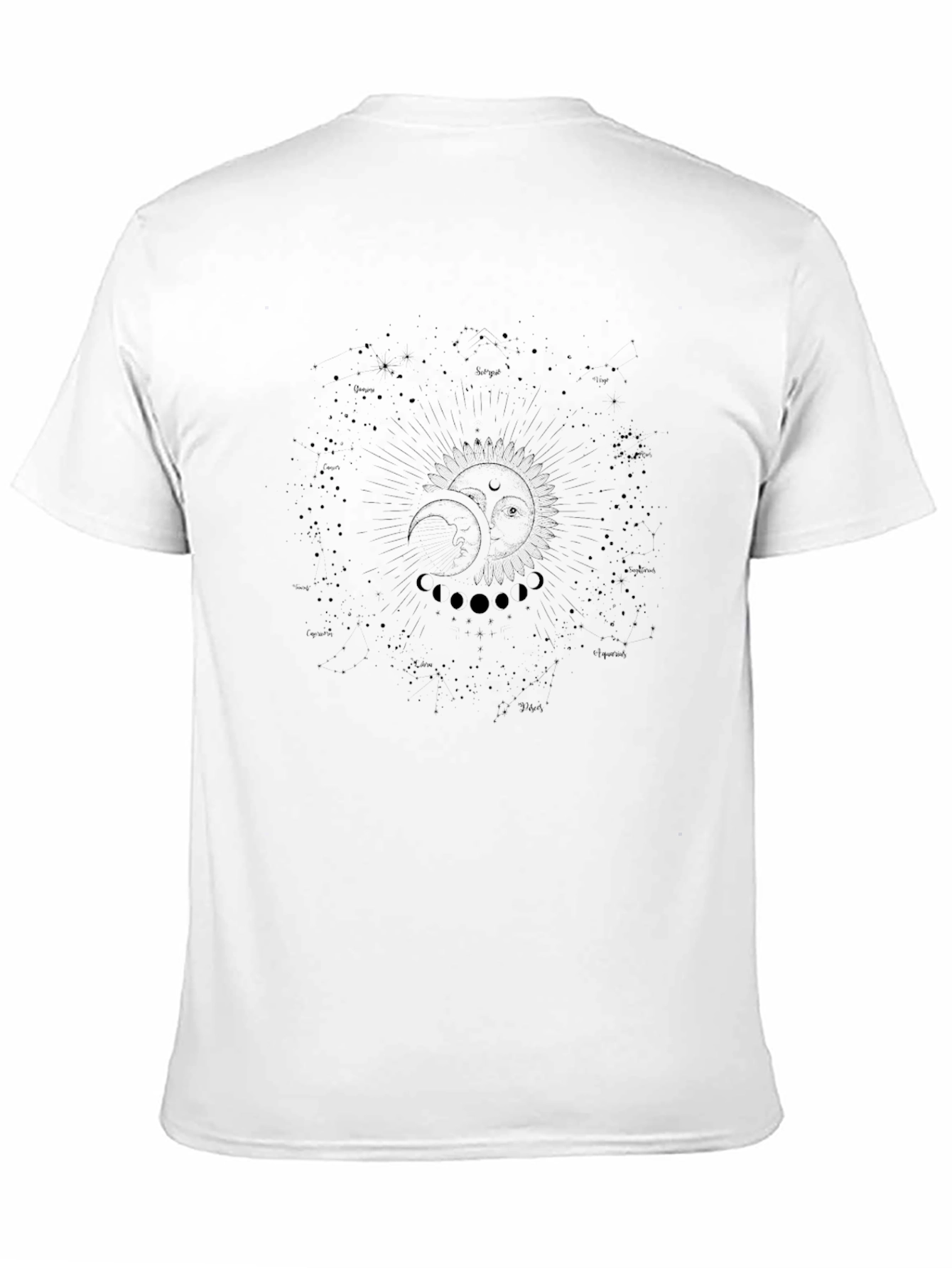Celestial Sun & Moon Graphic Tee - Black