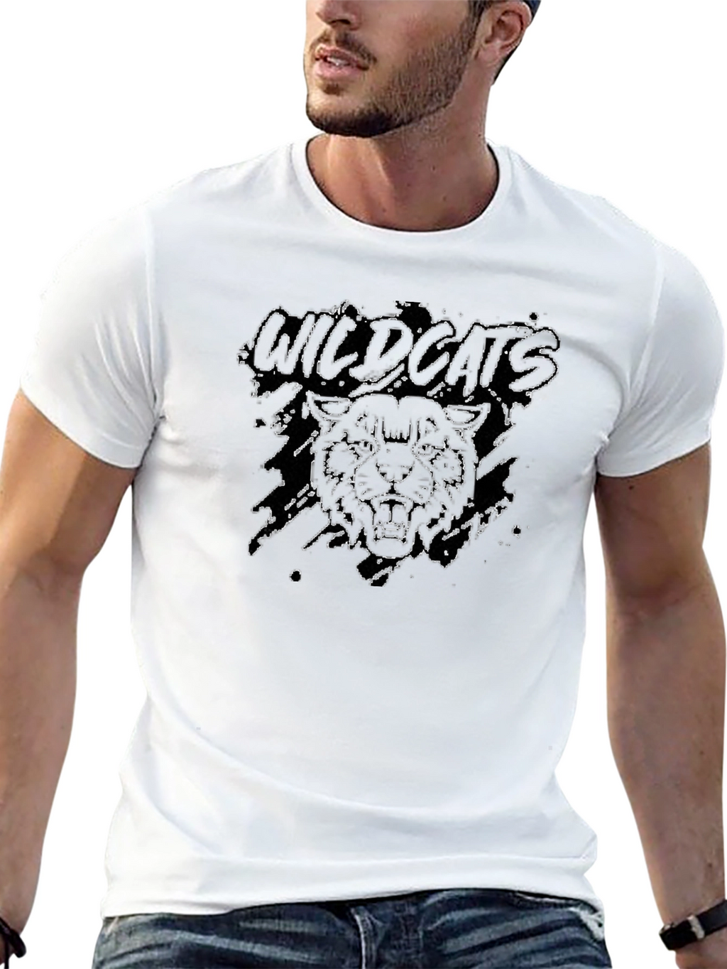 Wildcats Graphic Print Crew Neck T-Shirt