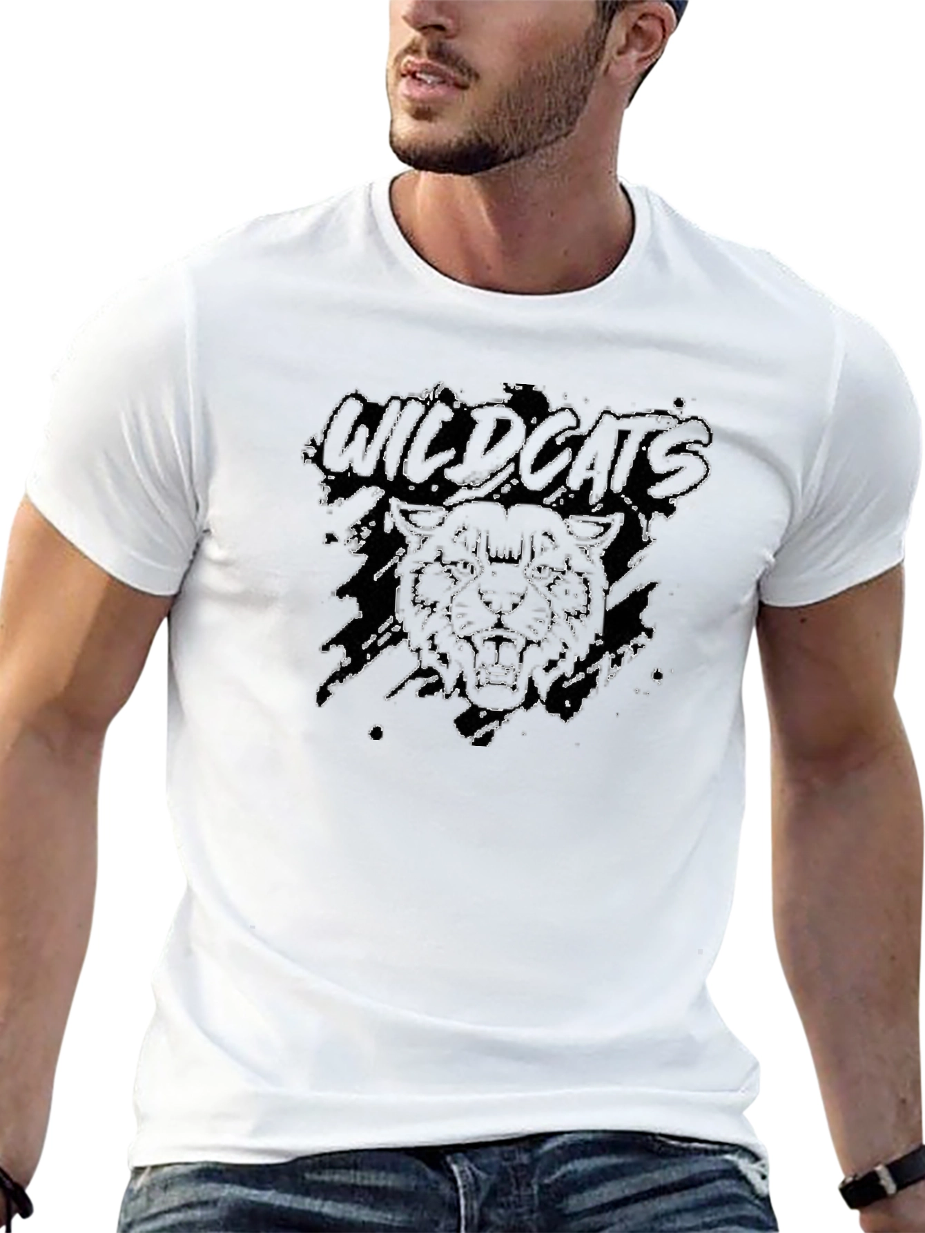 Wildcats Graphic Print Crew Neck T-Shirt