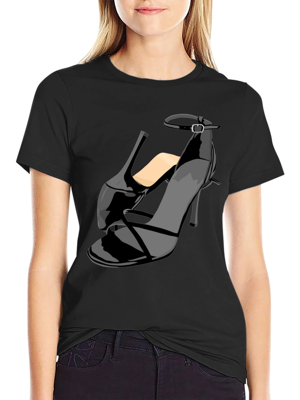 Black Stiletto Heel Graphic T-Shirt