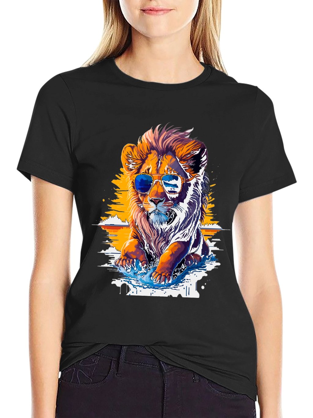 Cool Lion Graphic Tee - Black