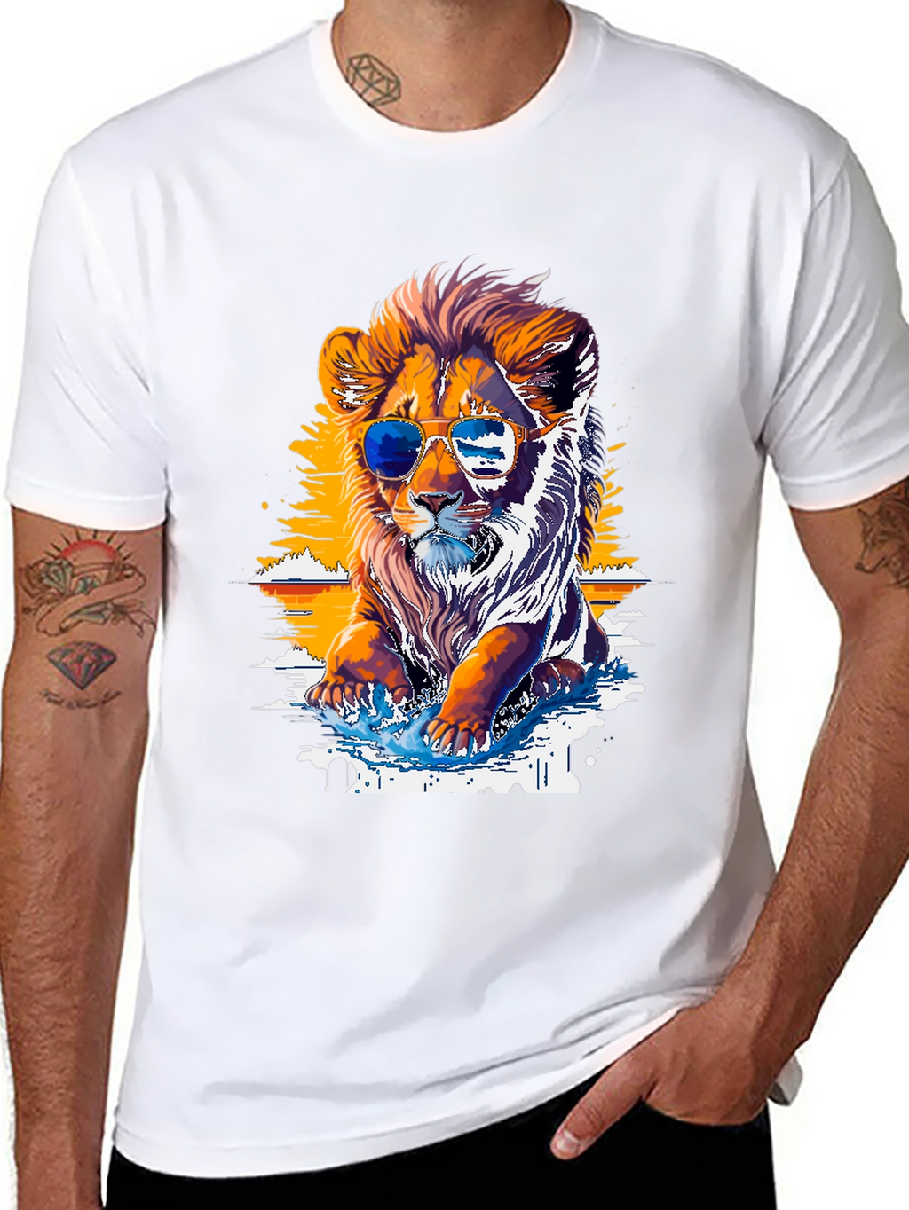 Cool Lion Graphic Tee - Black