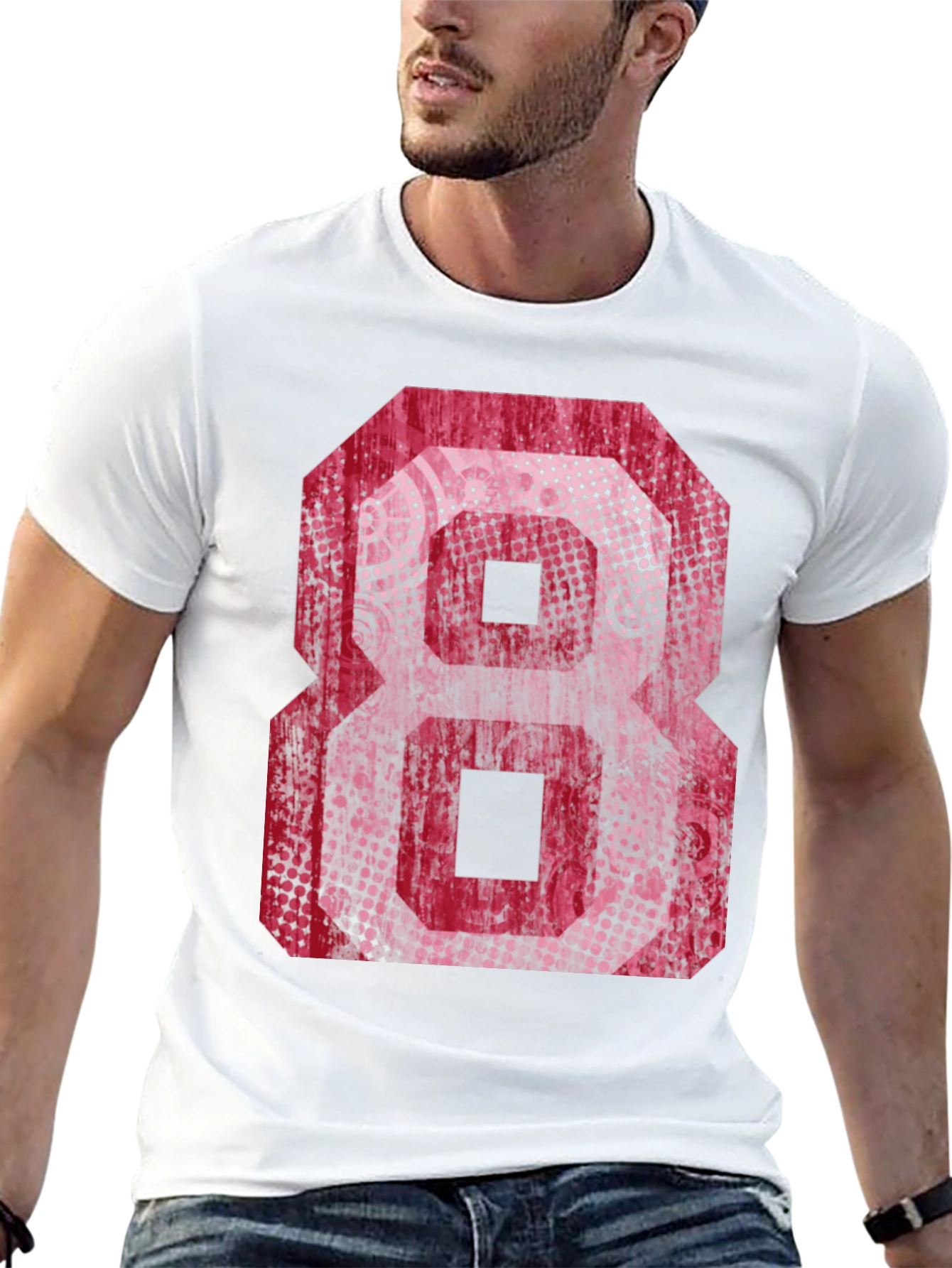 Graphic Tee - Red Number 8 Design