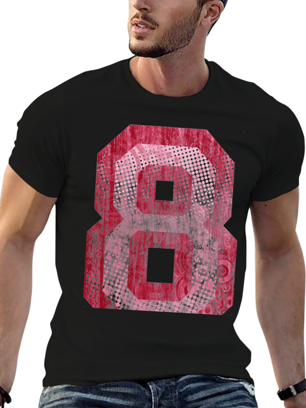 Graphic Tee - Red Number 8 Design