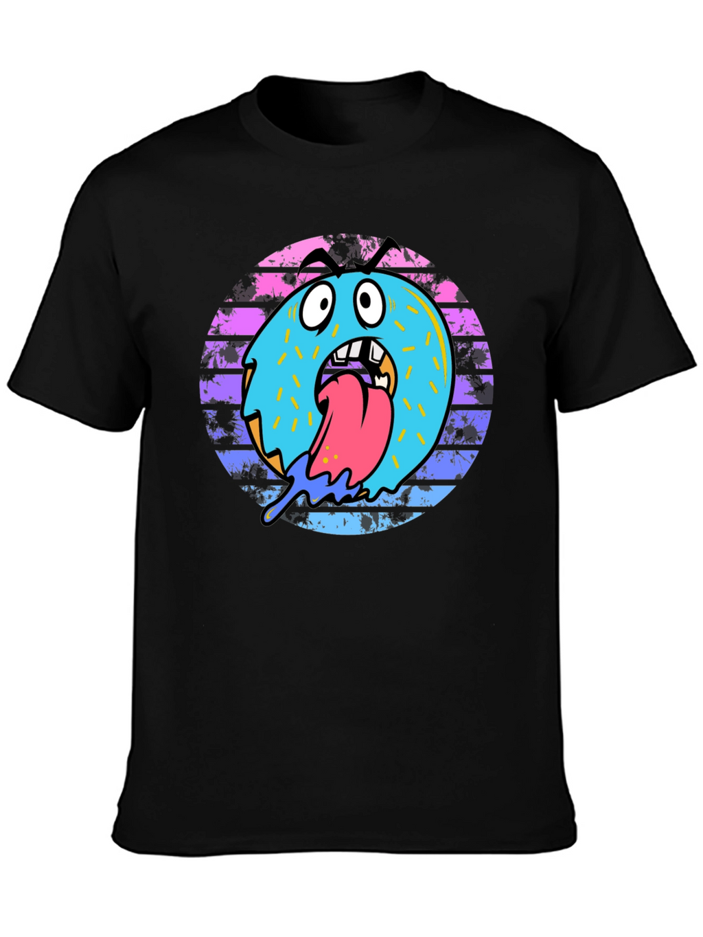 Monster Donut Graphic Tee - Black Cotton Blend