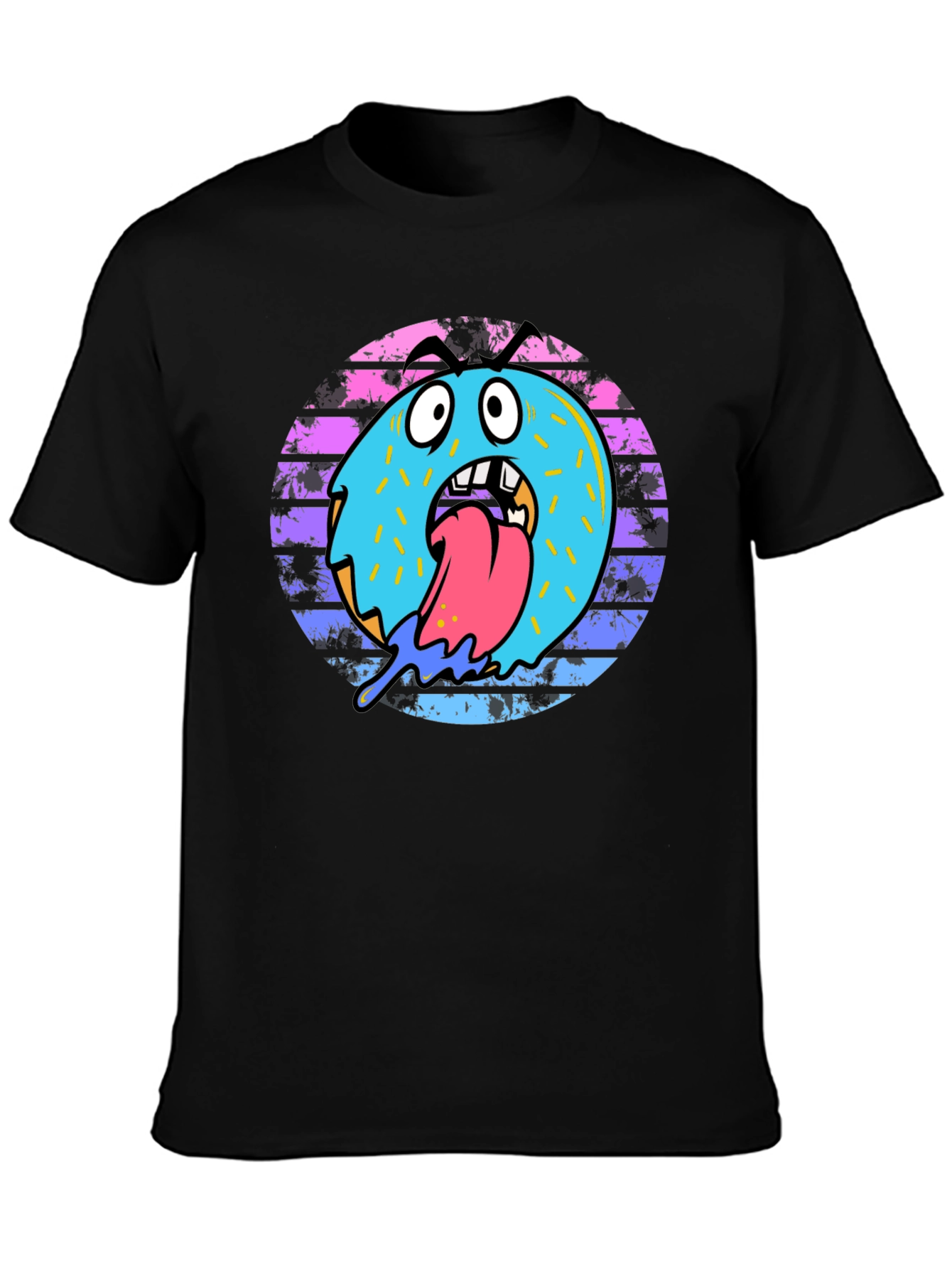 Monster Donut Graphic Tee - Black Cotton Blend