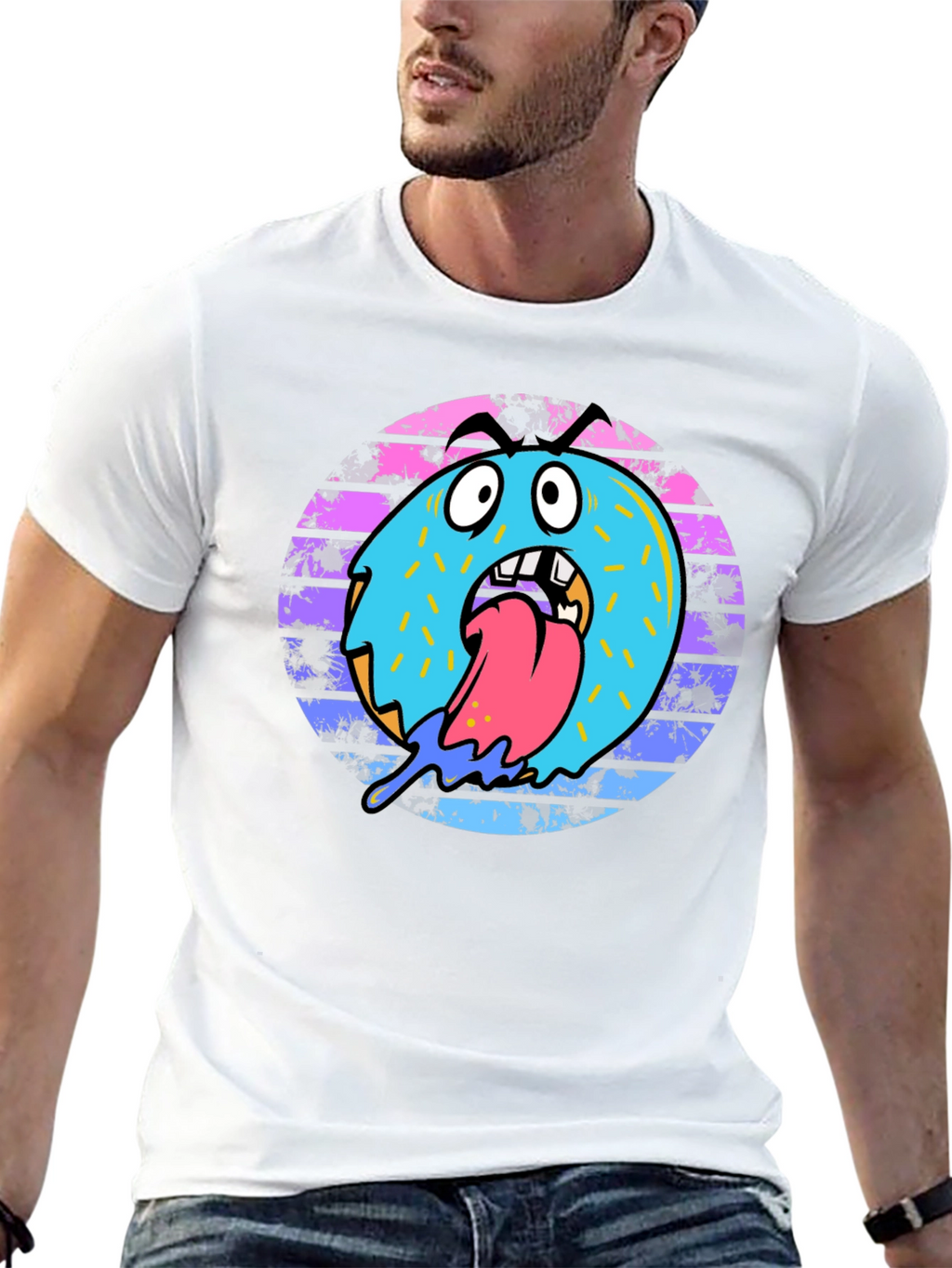 Monster Donut Graphic Tee - Black Cotton Blend