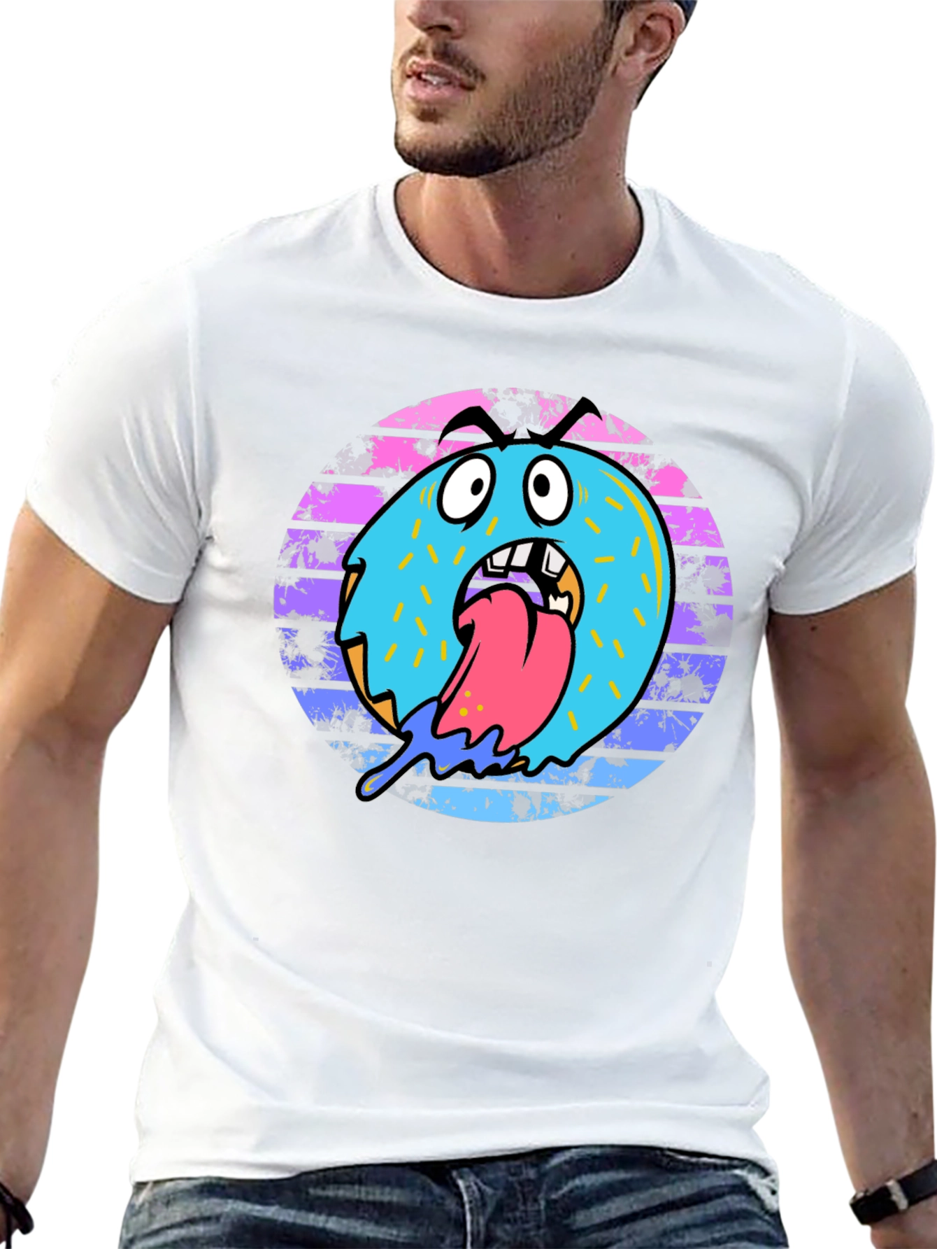 Monster Donut Graphic Tee - Black Cotton Blend
