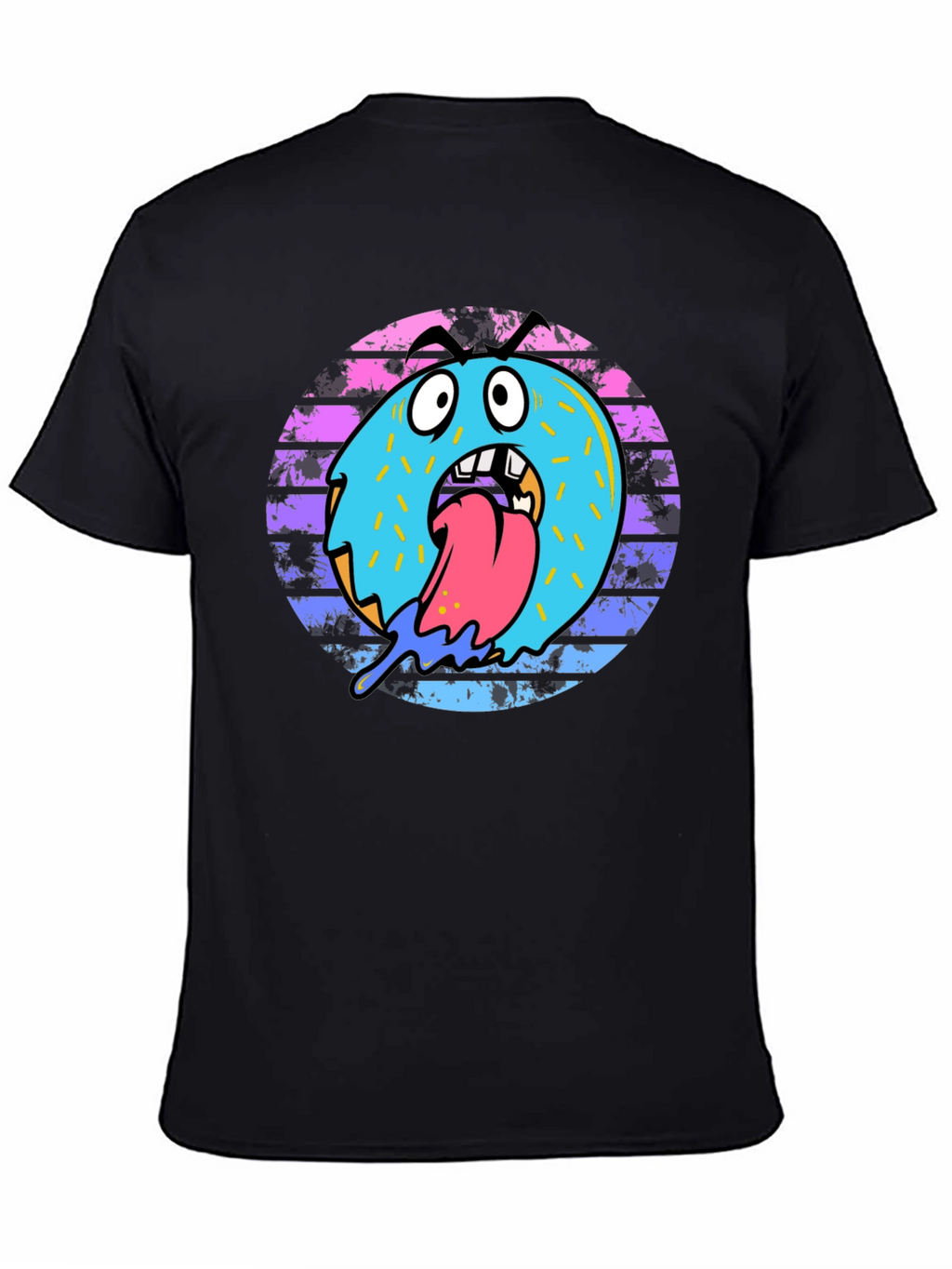 Monster Donut Graphic Tee - Black Cotton Blend