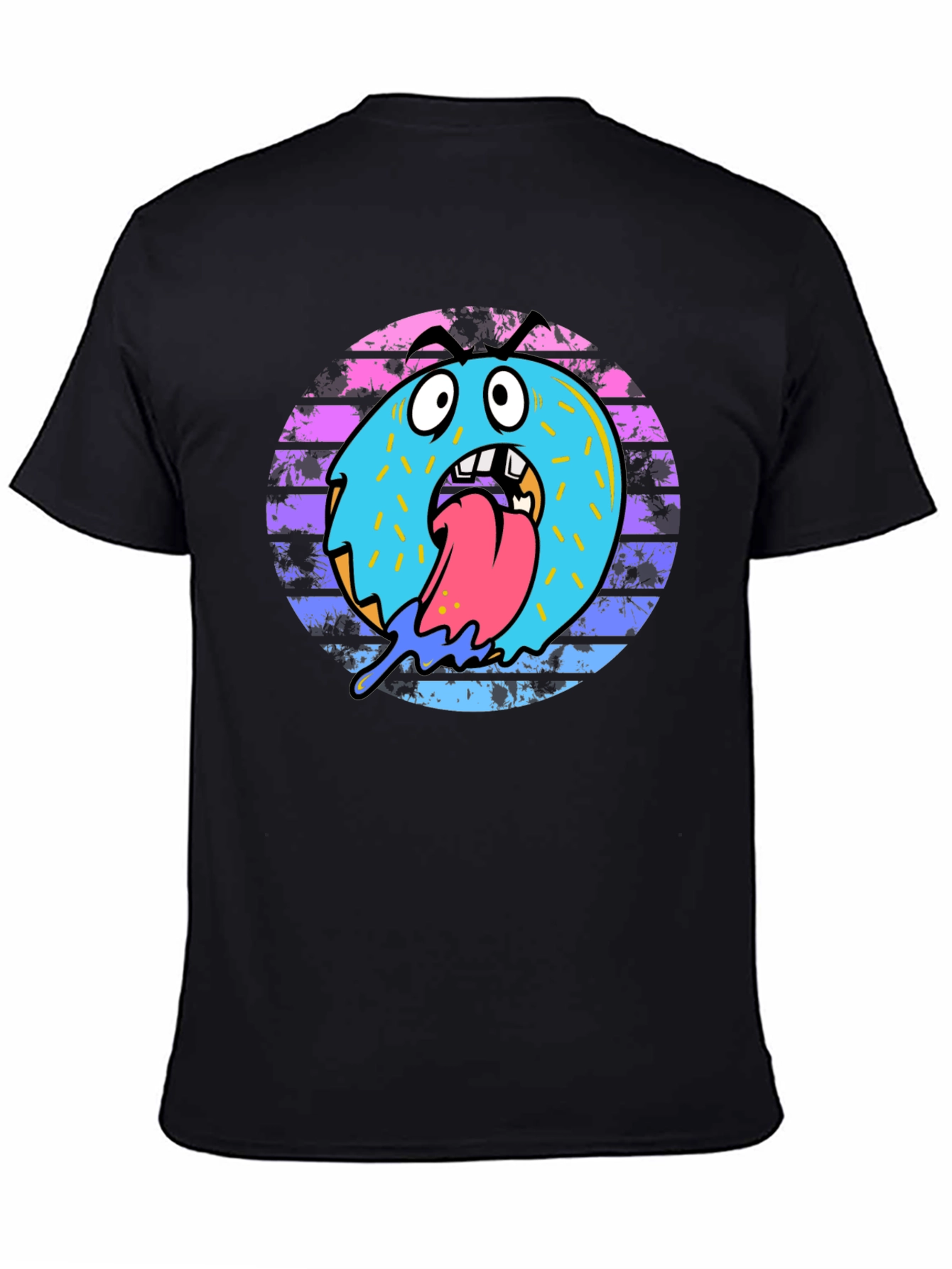 Monster Donut Graphic Tee - Black Cotton Blend