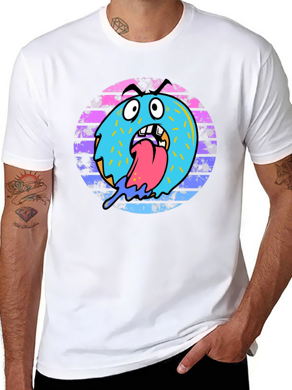 Monster Donut Graphic Tee - Black Cotton Blend