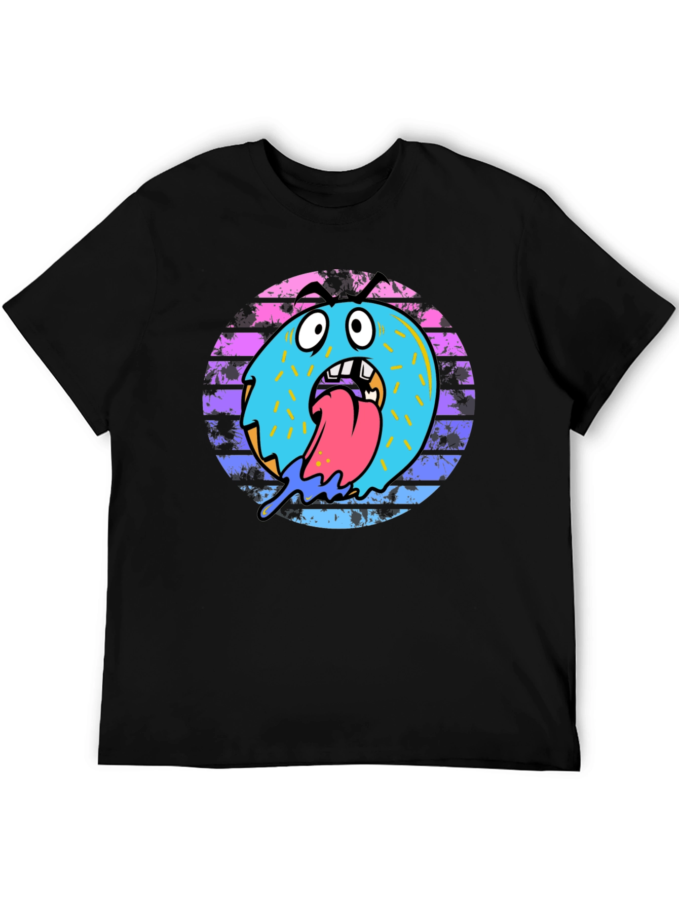 Monster Donut Graphic Tee - Black Cotton Blend