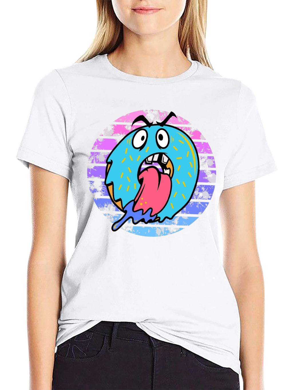 Monster Donut Graphic Tee - Black Cotton Blend