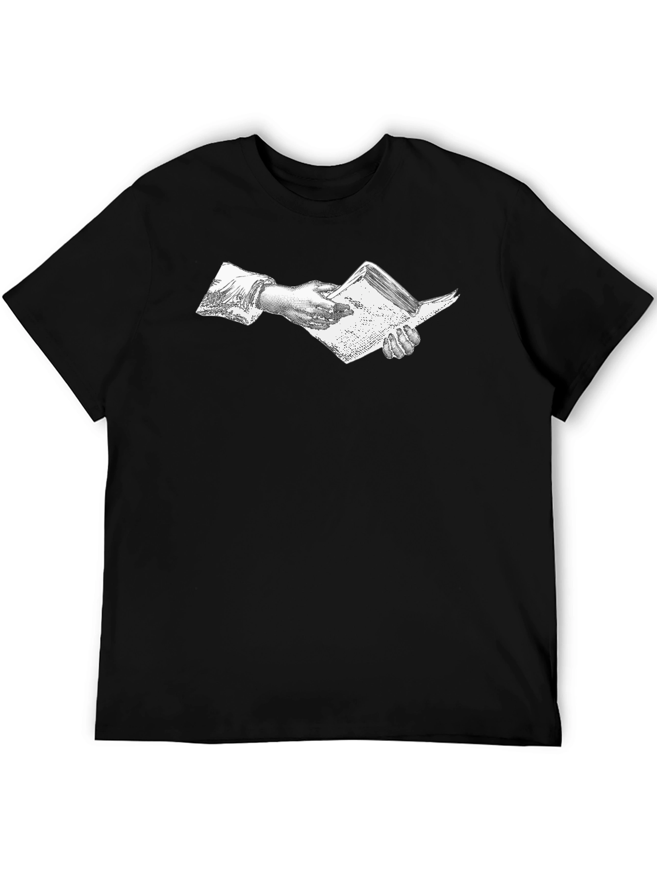 Vintage Hand Holding Book Black T-Shirt