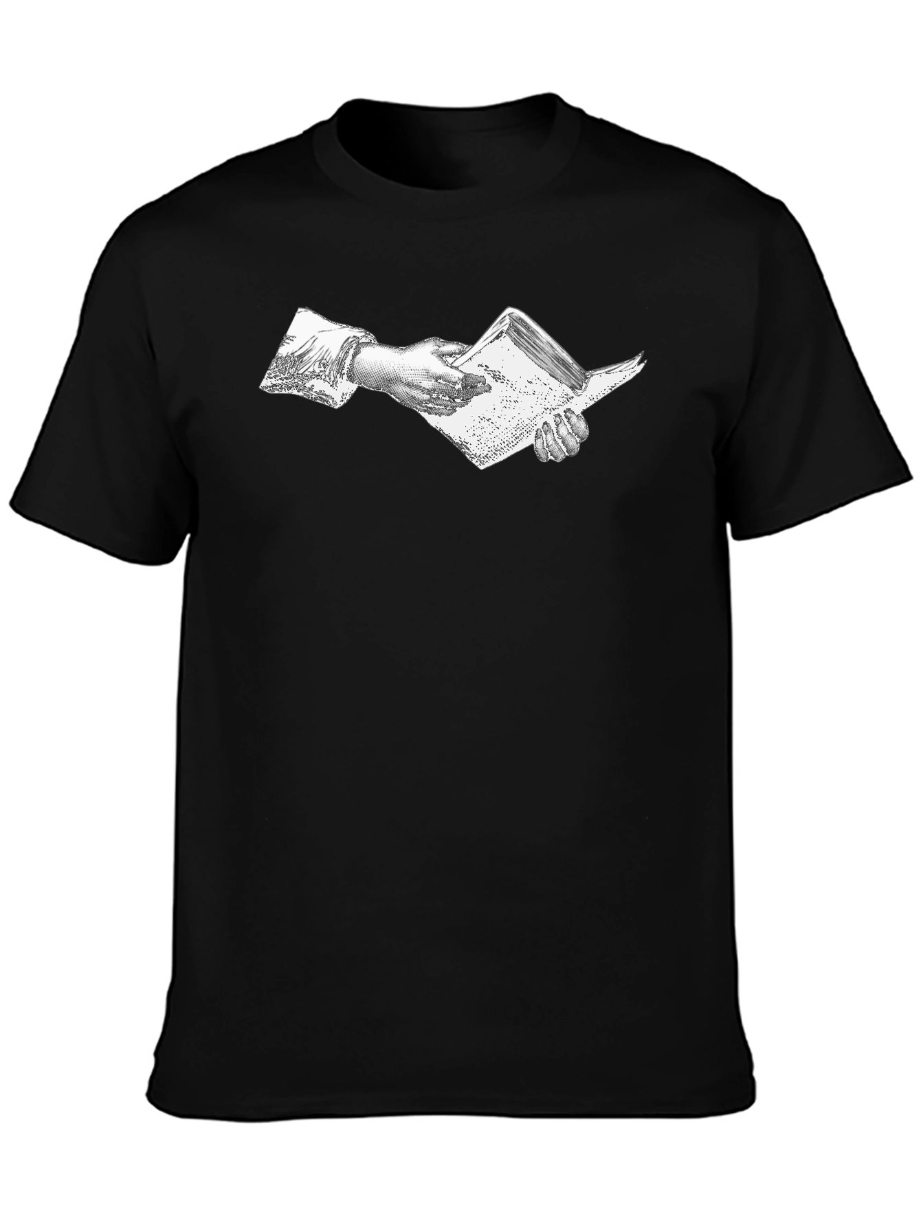Vintage Hand Holding Book Black T-Shirt