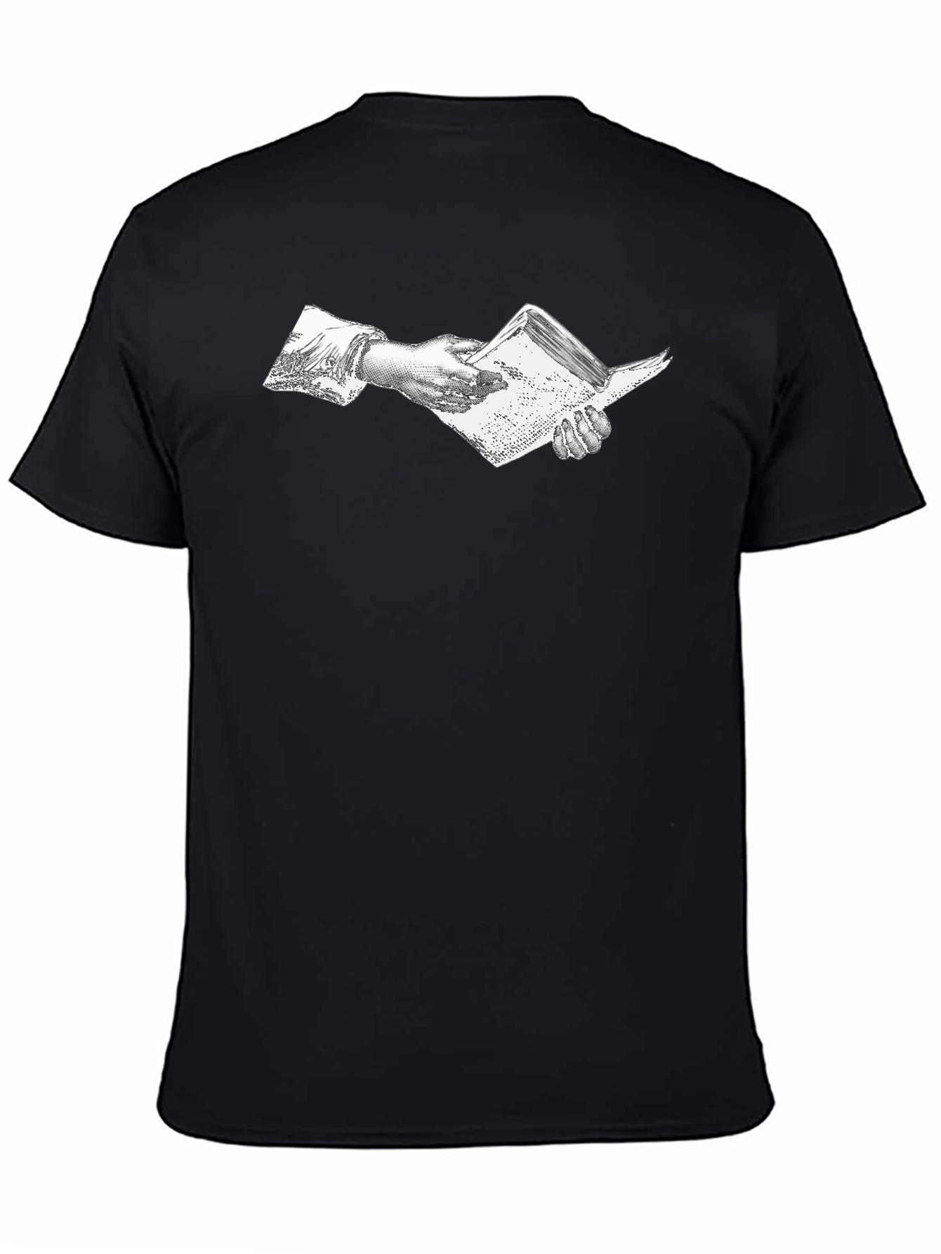 Vintage Hand Holding Book Black T-Shirt