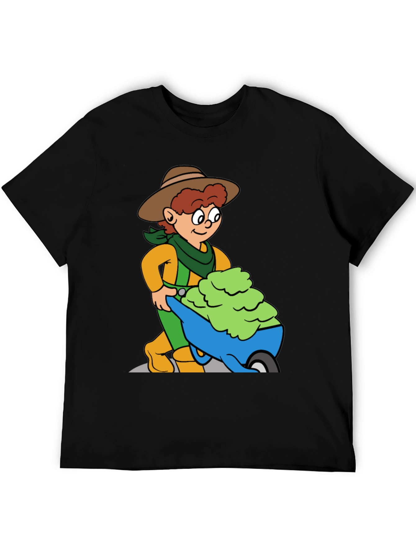 Cartoon Gardener T-Shirt - Black