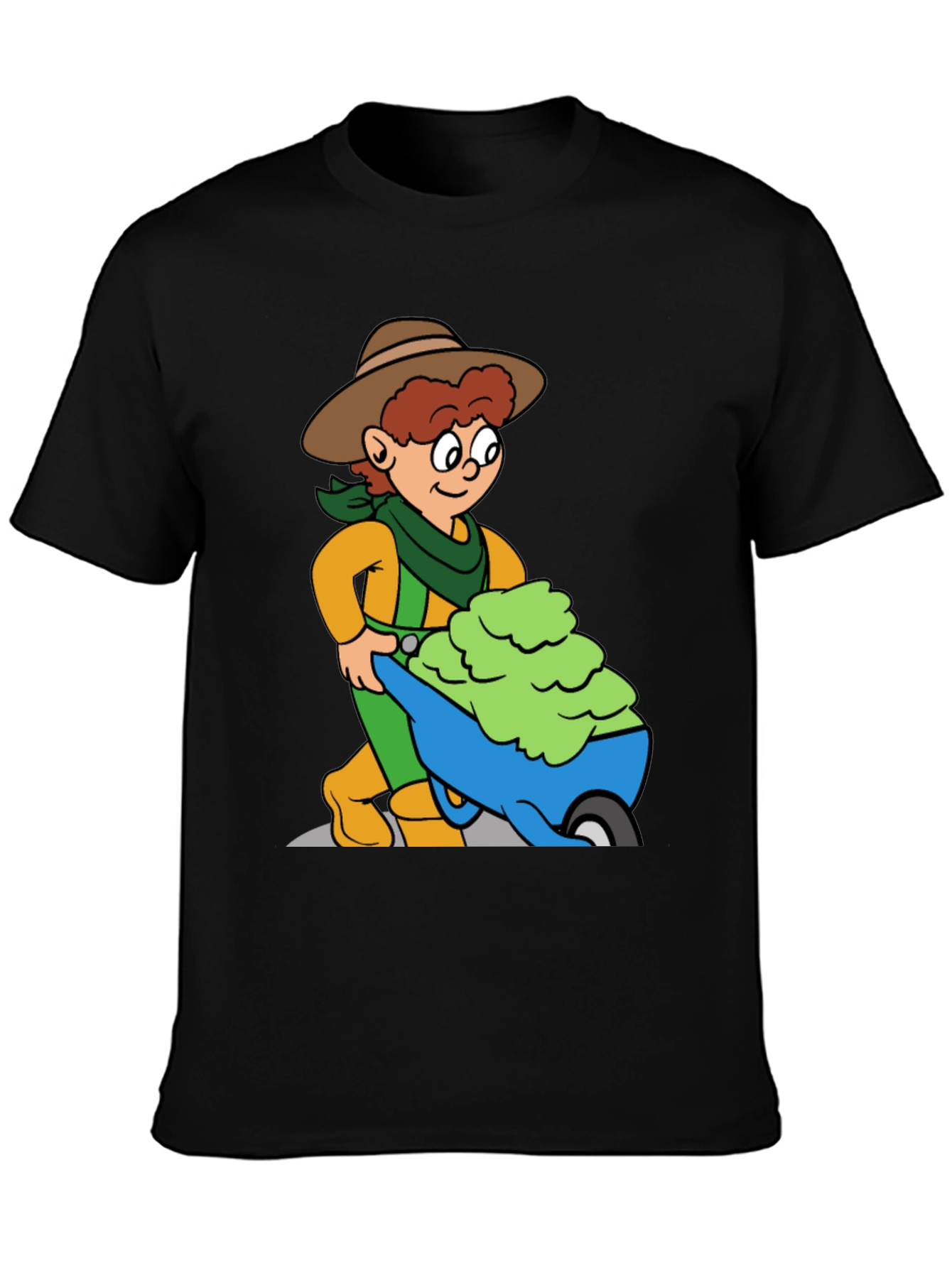 Cartoon Gardener T-Shirt - Black