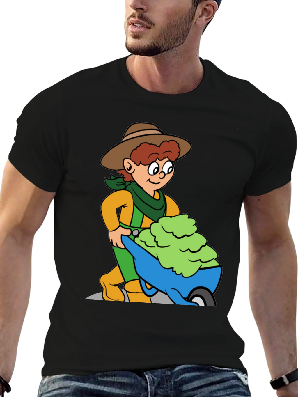 Cartoon Gardener T-Shirt - Black
