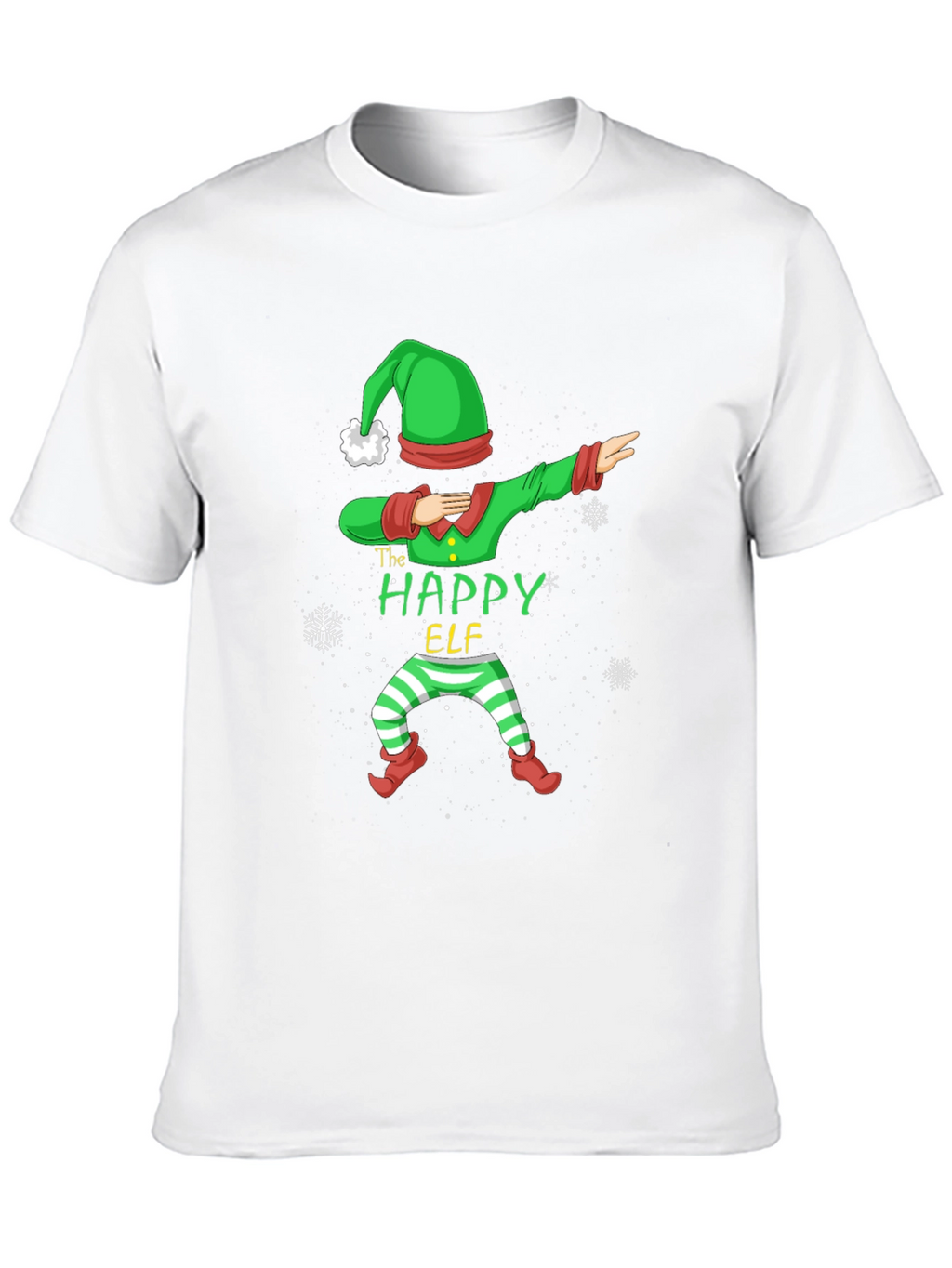Happy Elf Dabbing Black T-Shirt Festive Holiday Tee