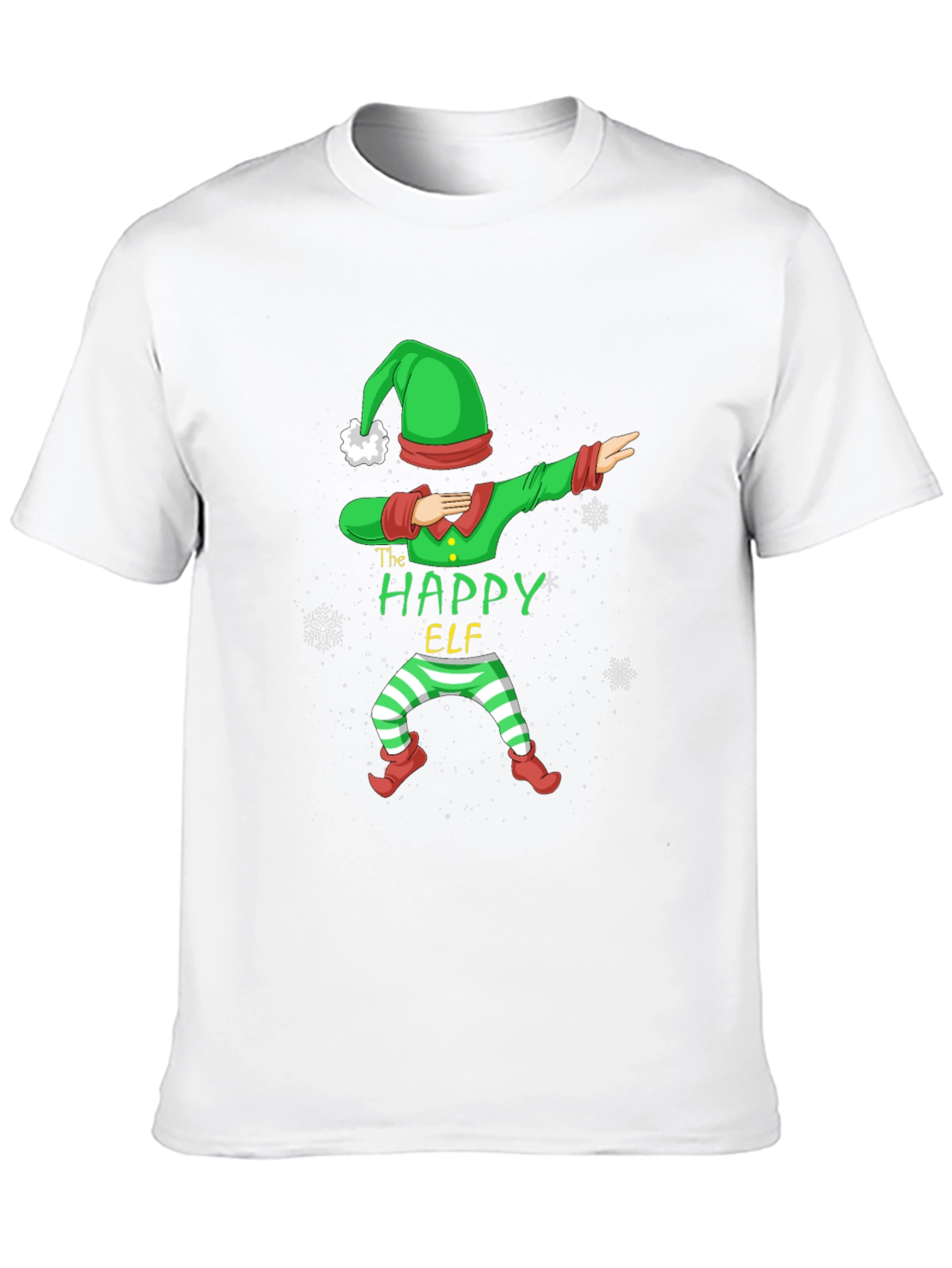 Happy Elf Dabbing Black T-Shirt Festive Holiday Tee